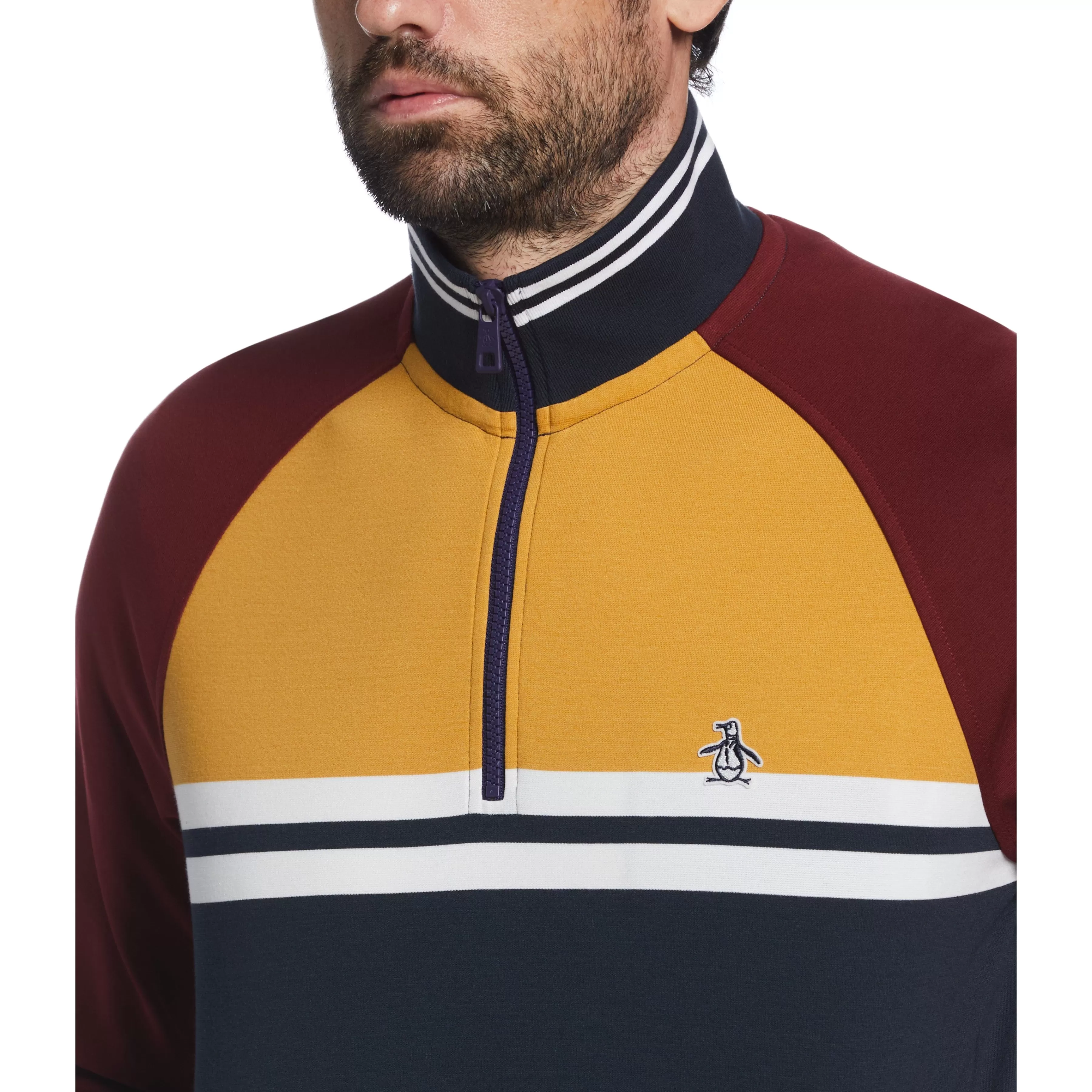 Cheap 1/4 Zip Color Block Jacket Men Jackets & Vests
