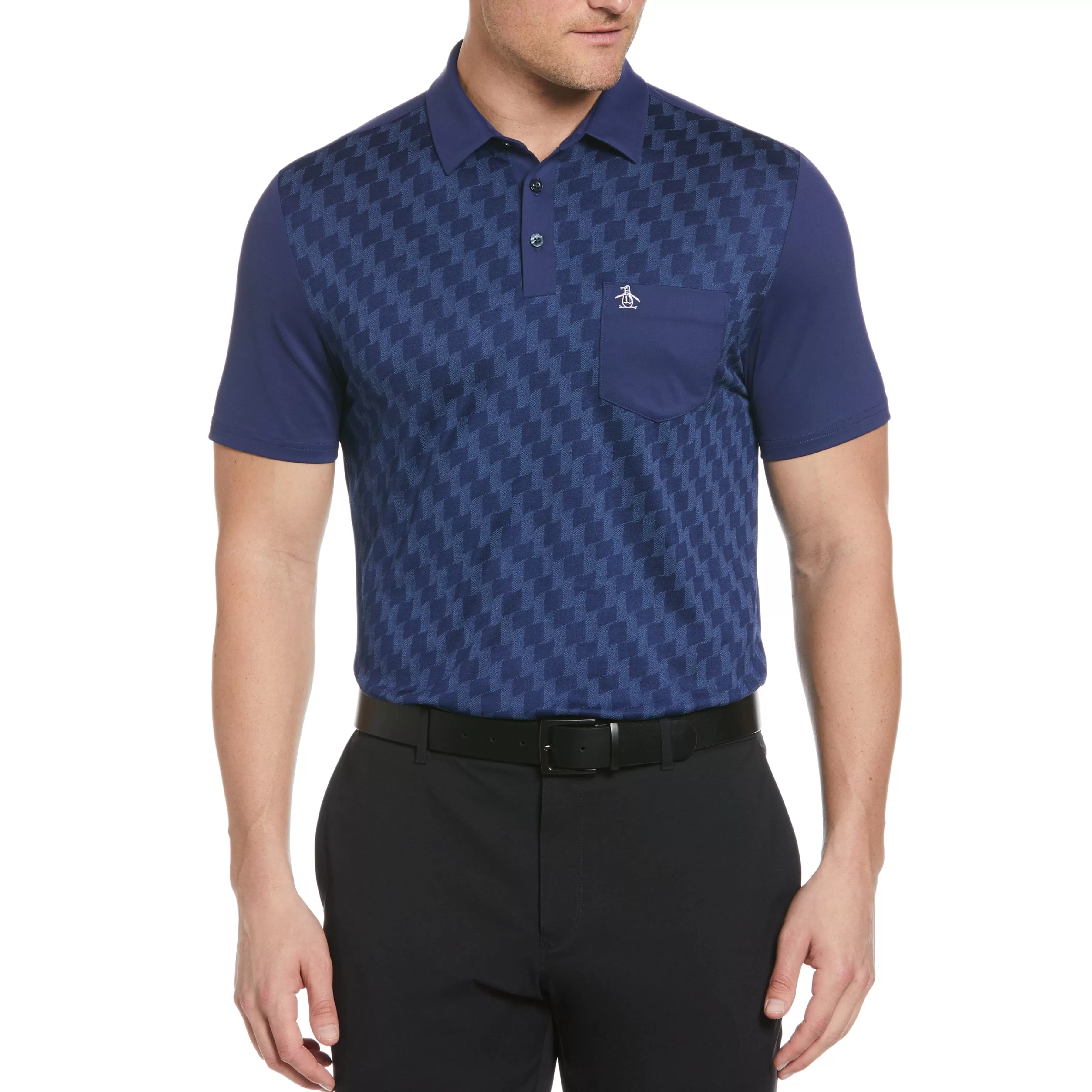 New 50'S Color Block Print Golf Polo Men Polos