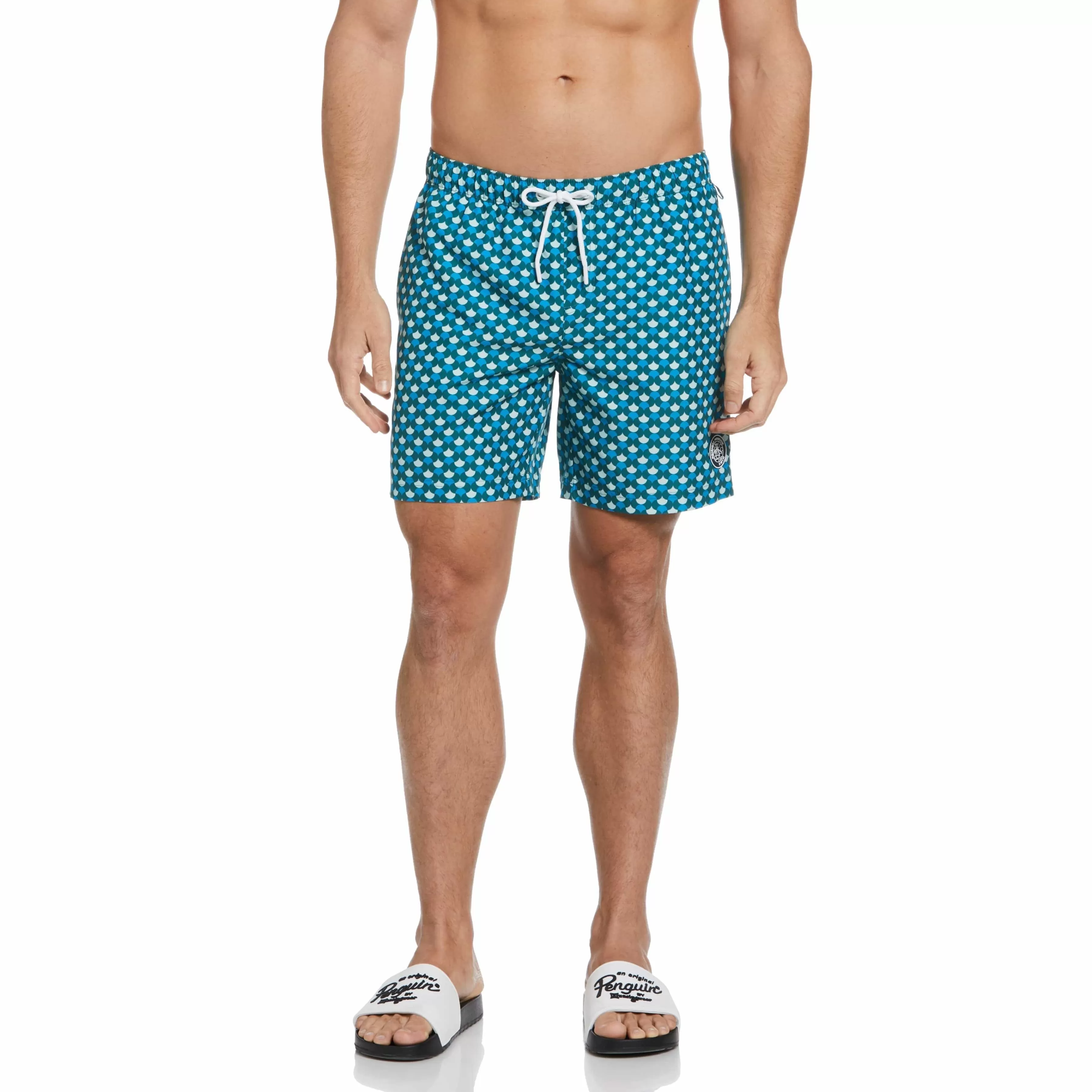 Shop All Over Fan Print Swim Short Men Swim
