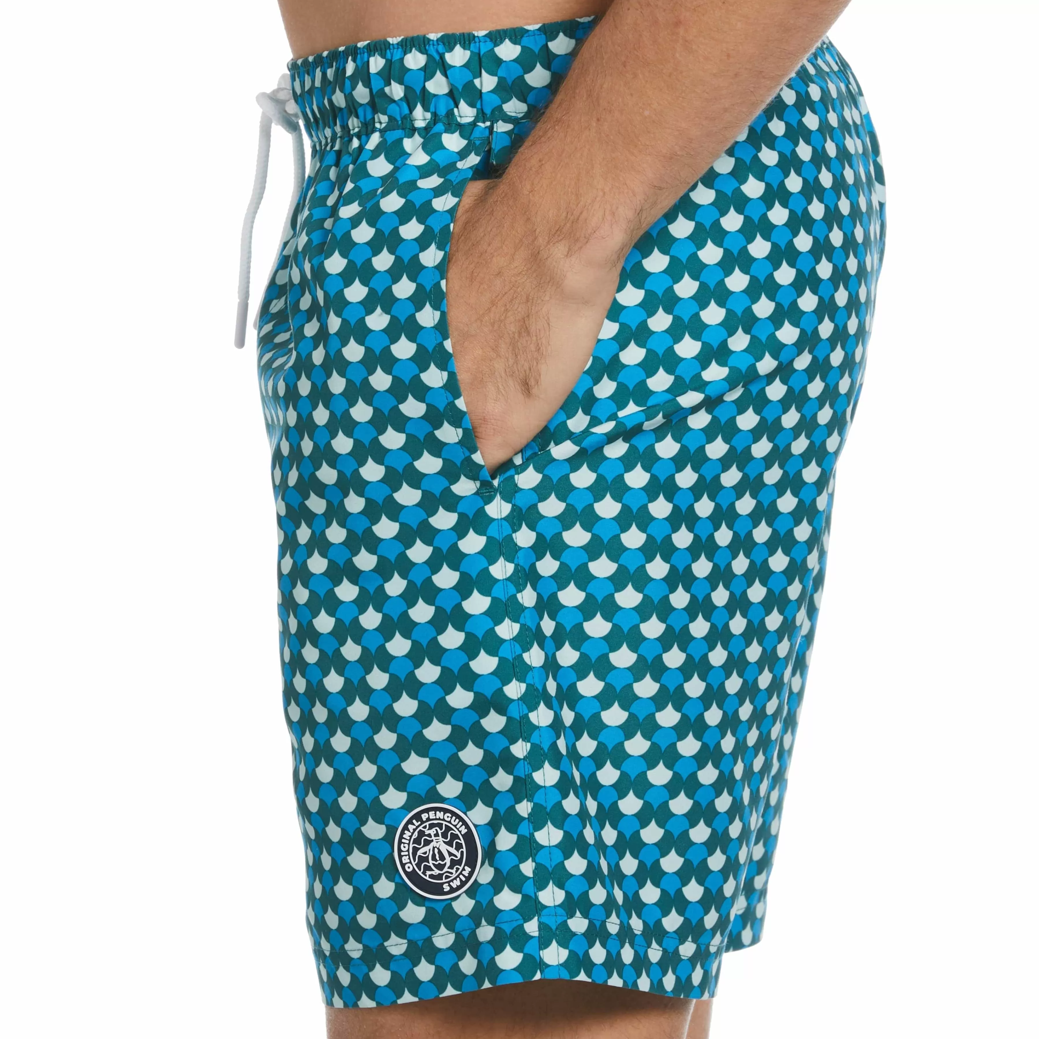 Shop All Over Fan Print Swim Short Men Swim