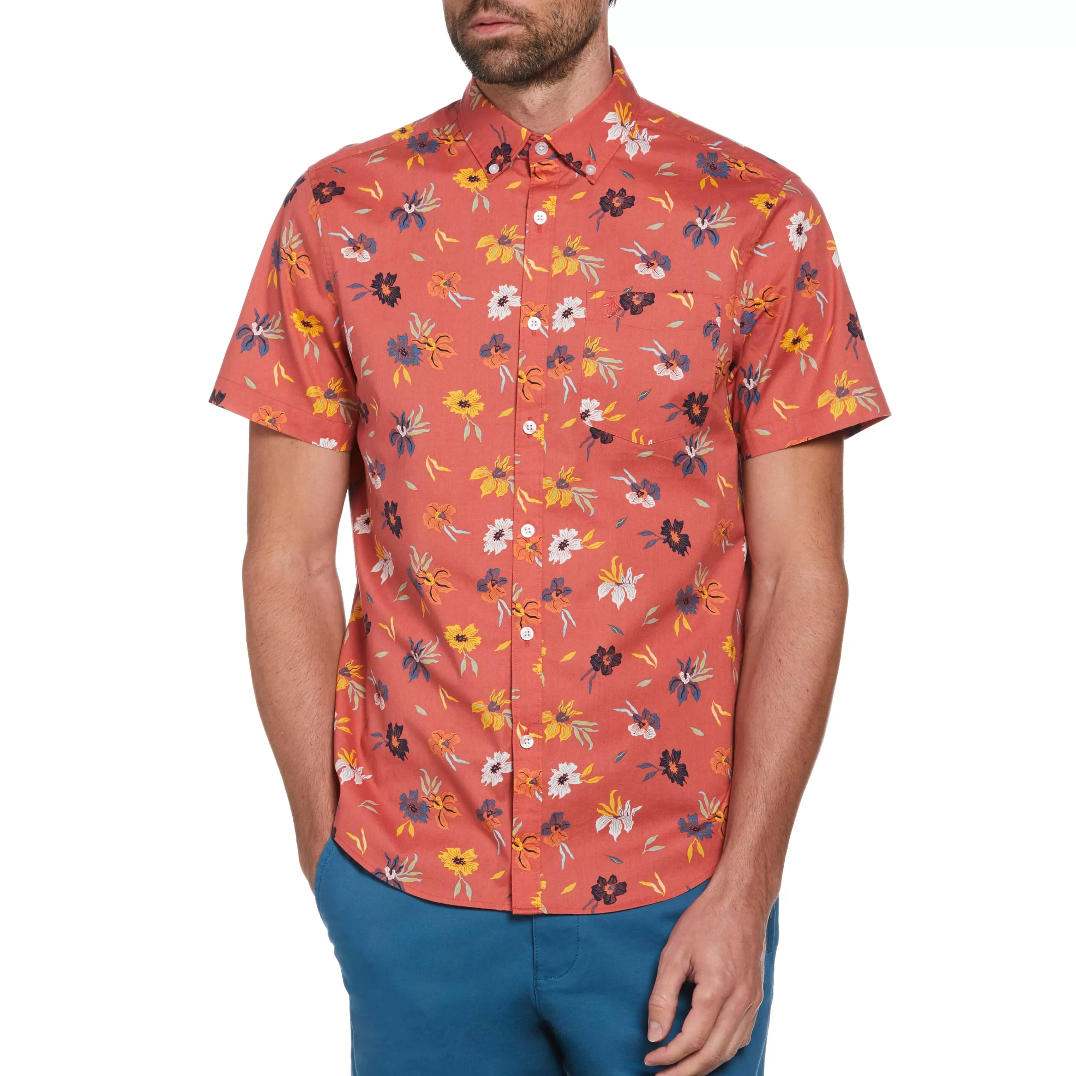Online All Over Floral Print Button Down Men Shirts