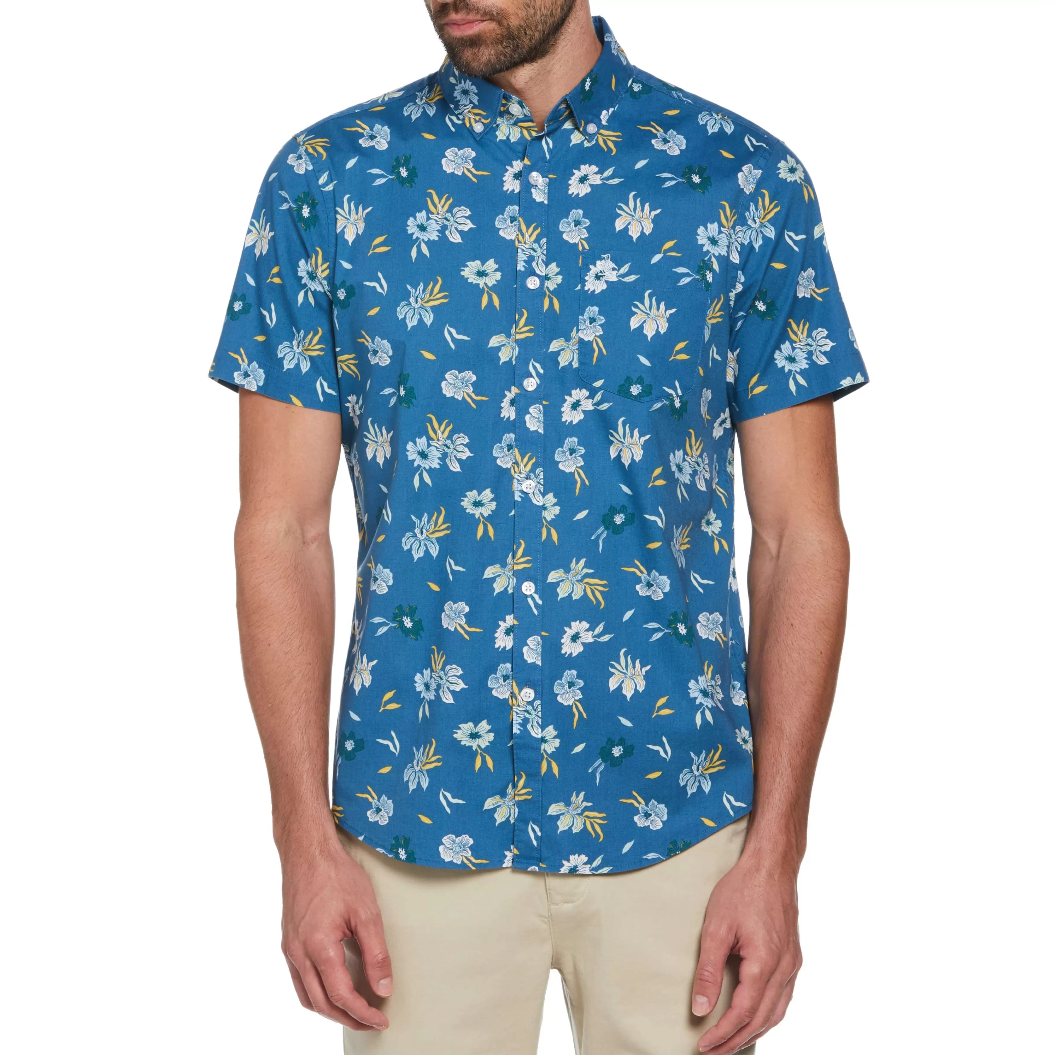 Outlet All Over Floral Print Button Down Men Shirts
