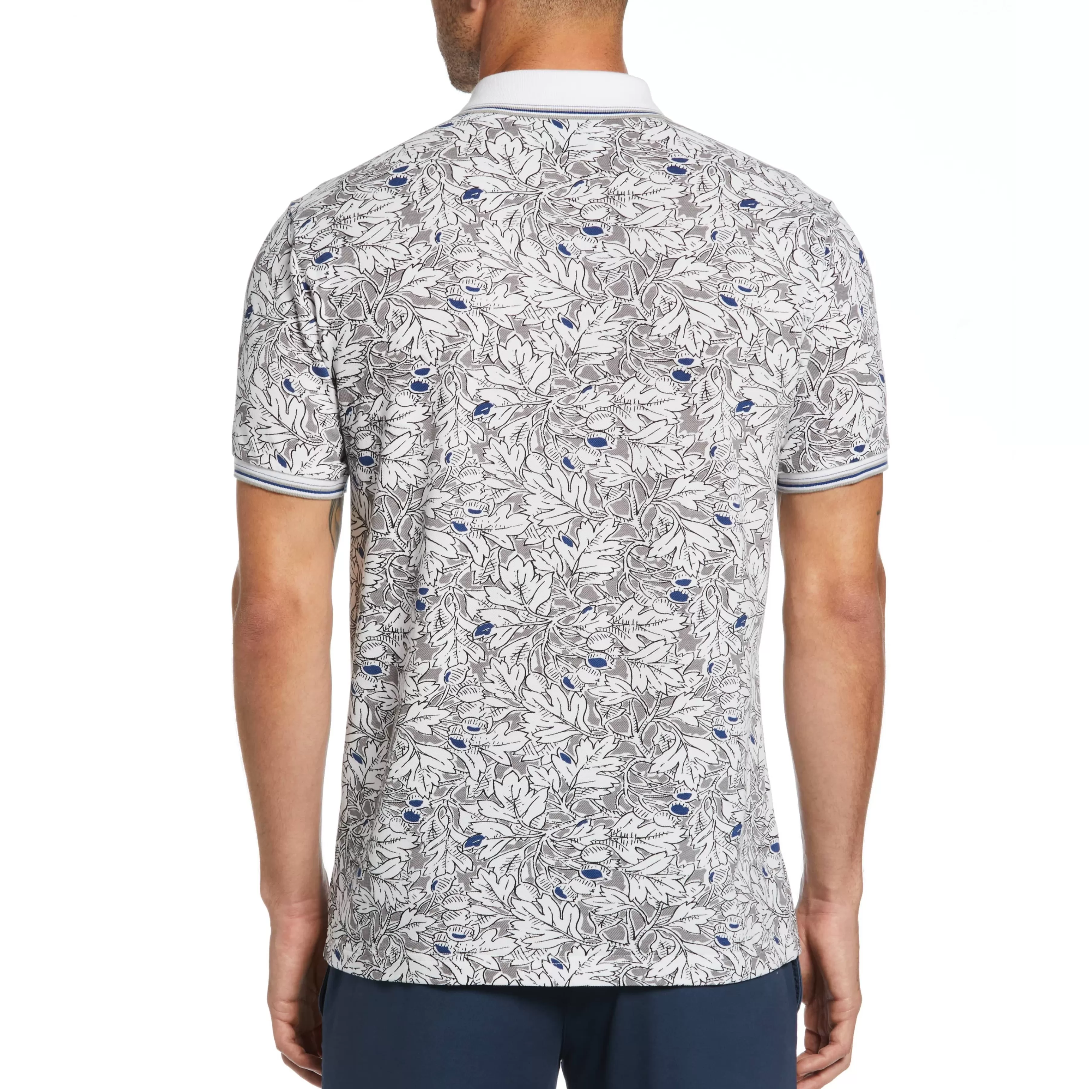 Clearance All Over Leaf Print Polo Men Polos