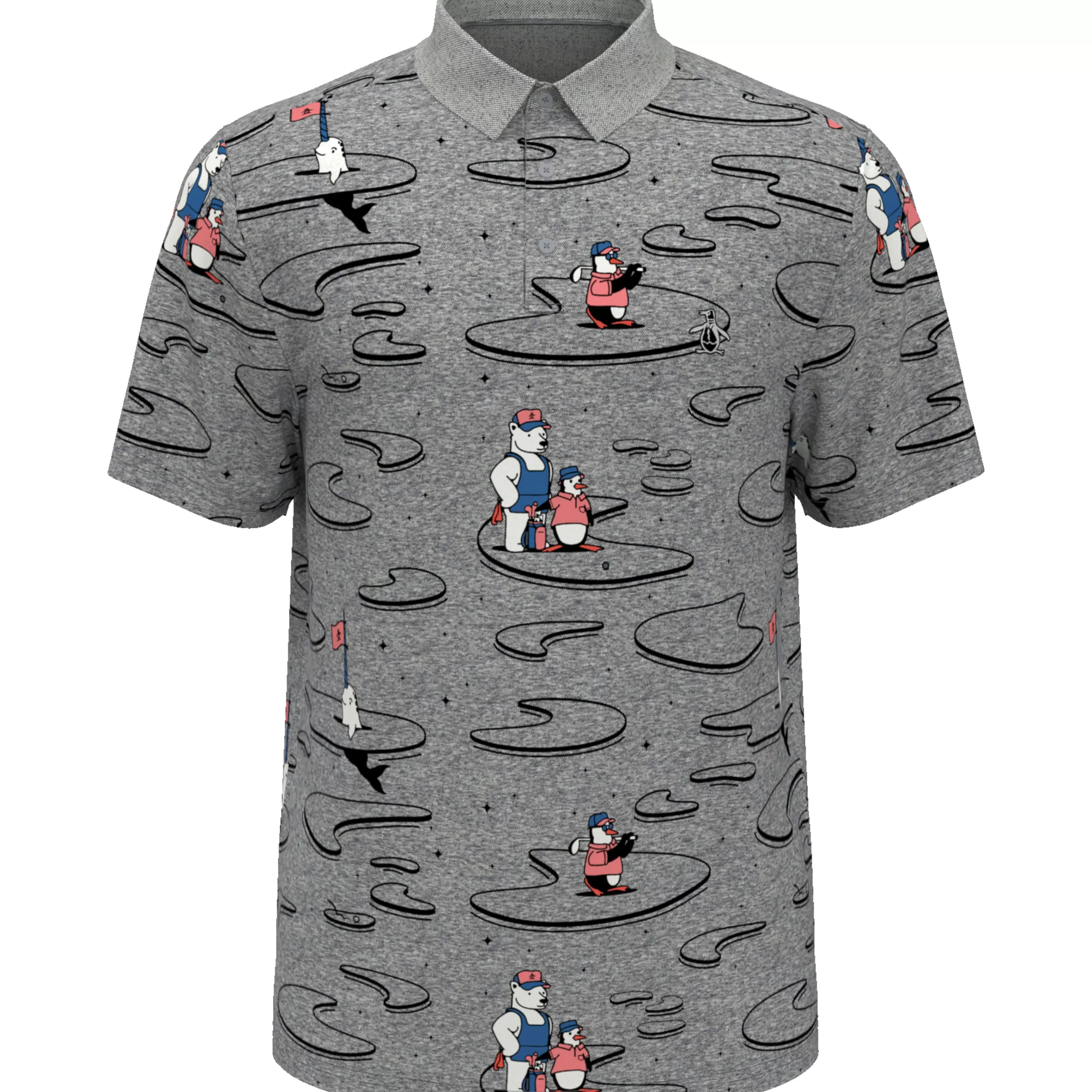 Cheap All Over Polar Pete Print Oxford Golf Polo Men Polos