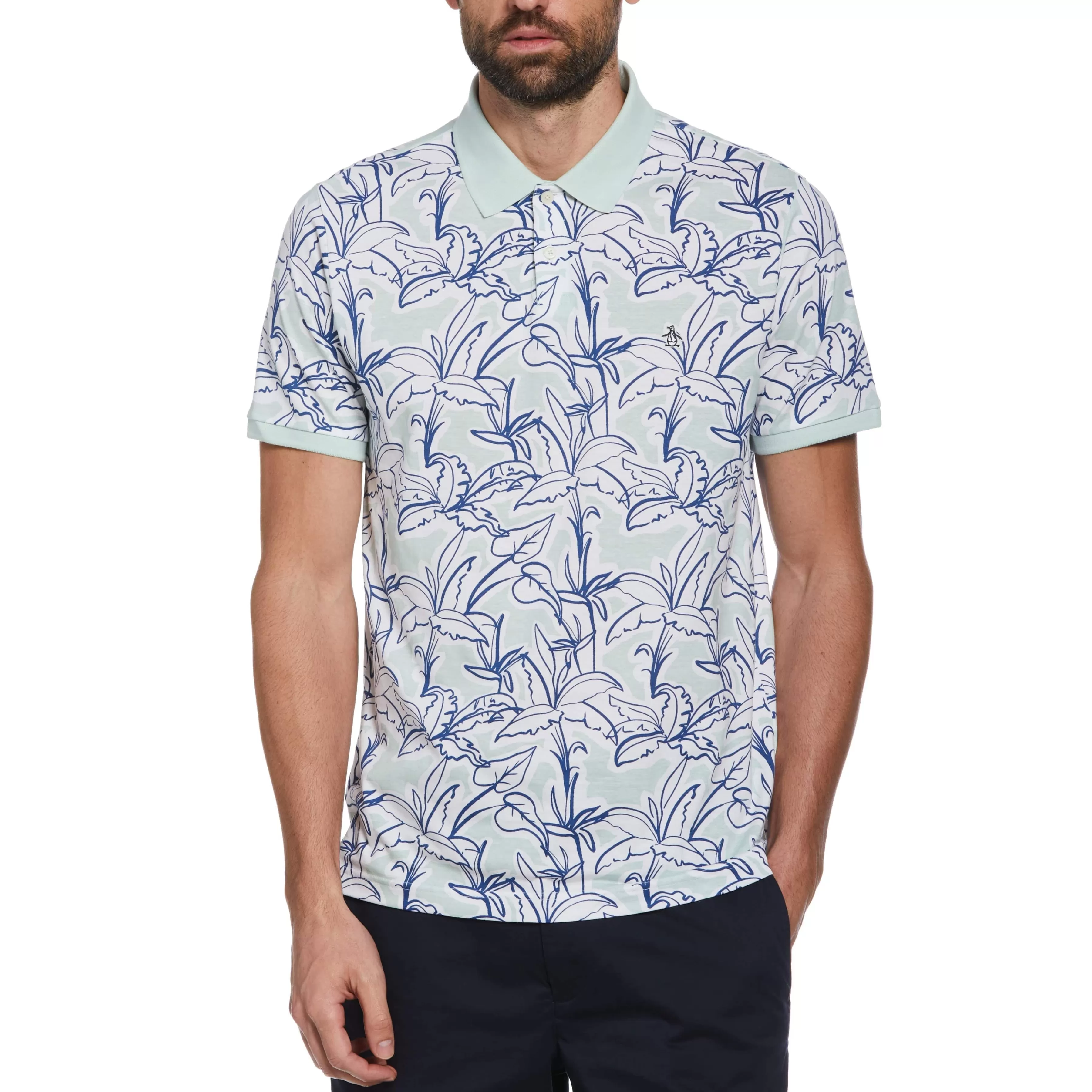 Cheap All Over Print Floral Polo Men Polos