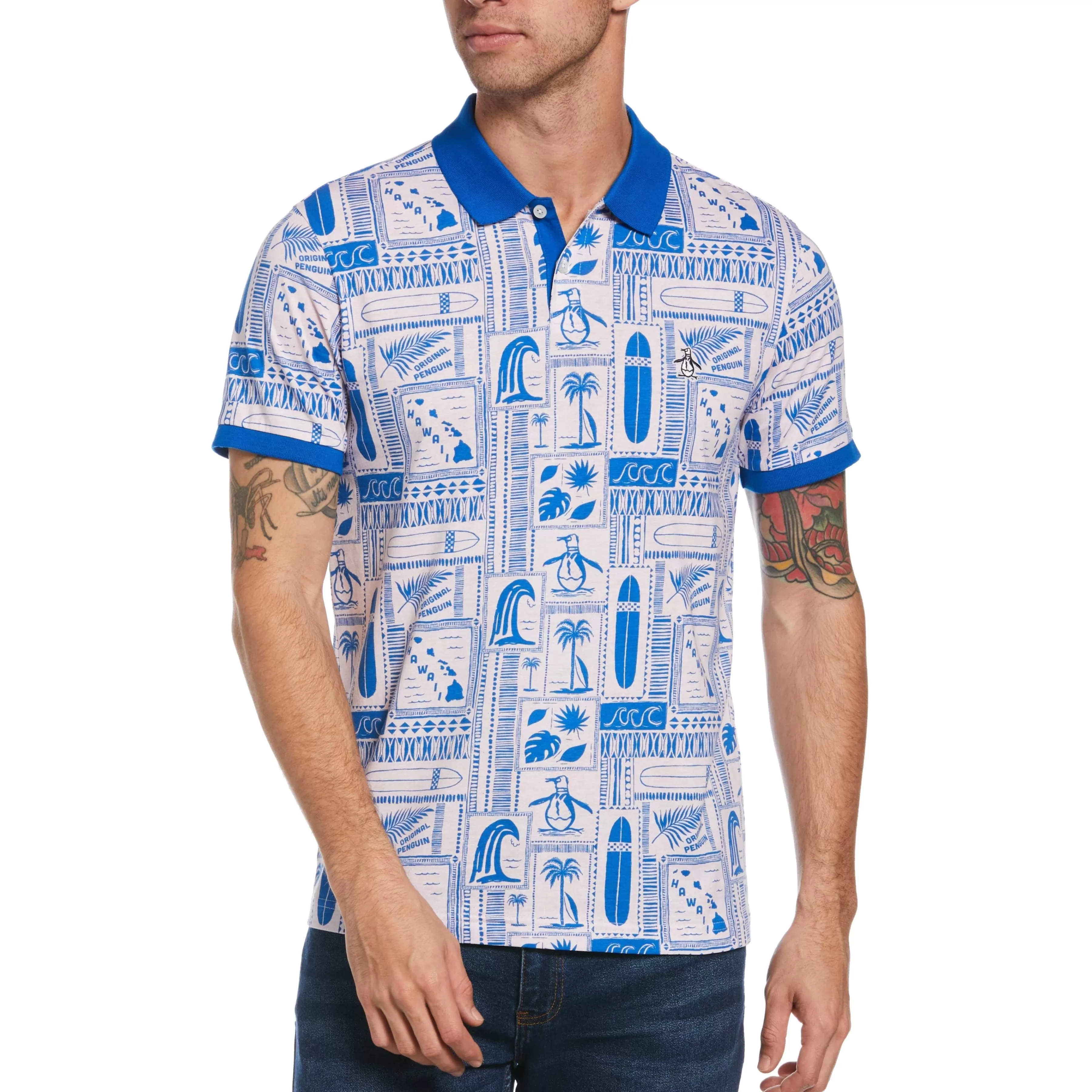 Sale All Over Surf Print Polo Men Polos