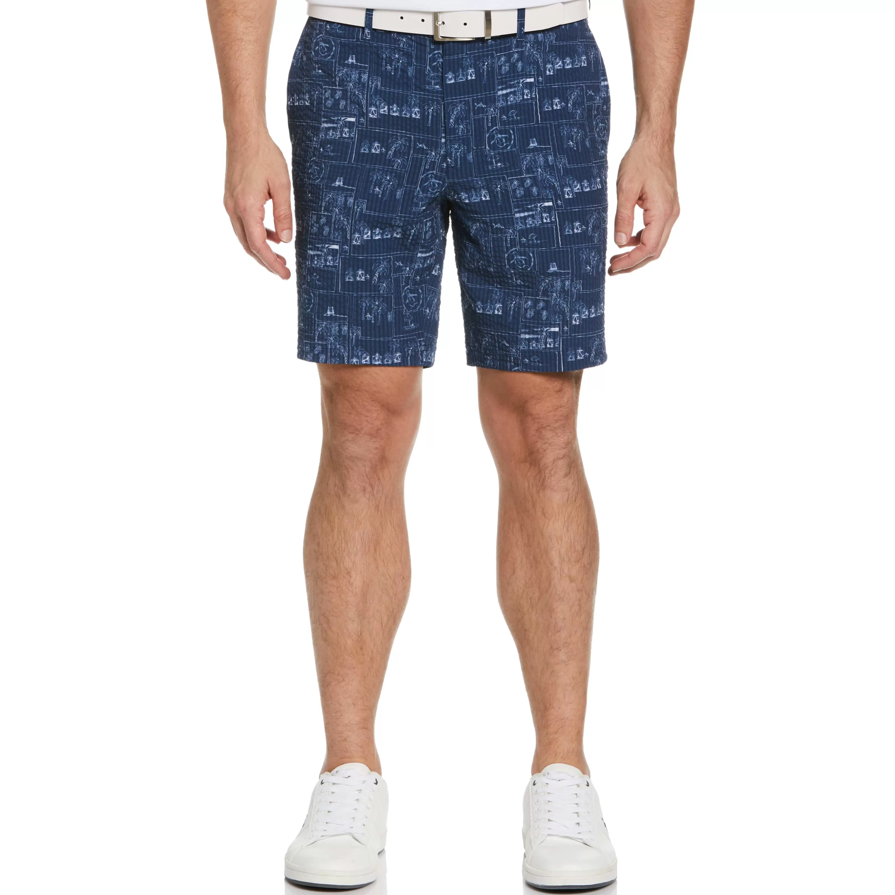 Cheap Beach Club Print Seersucker 8 Men Shorts