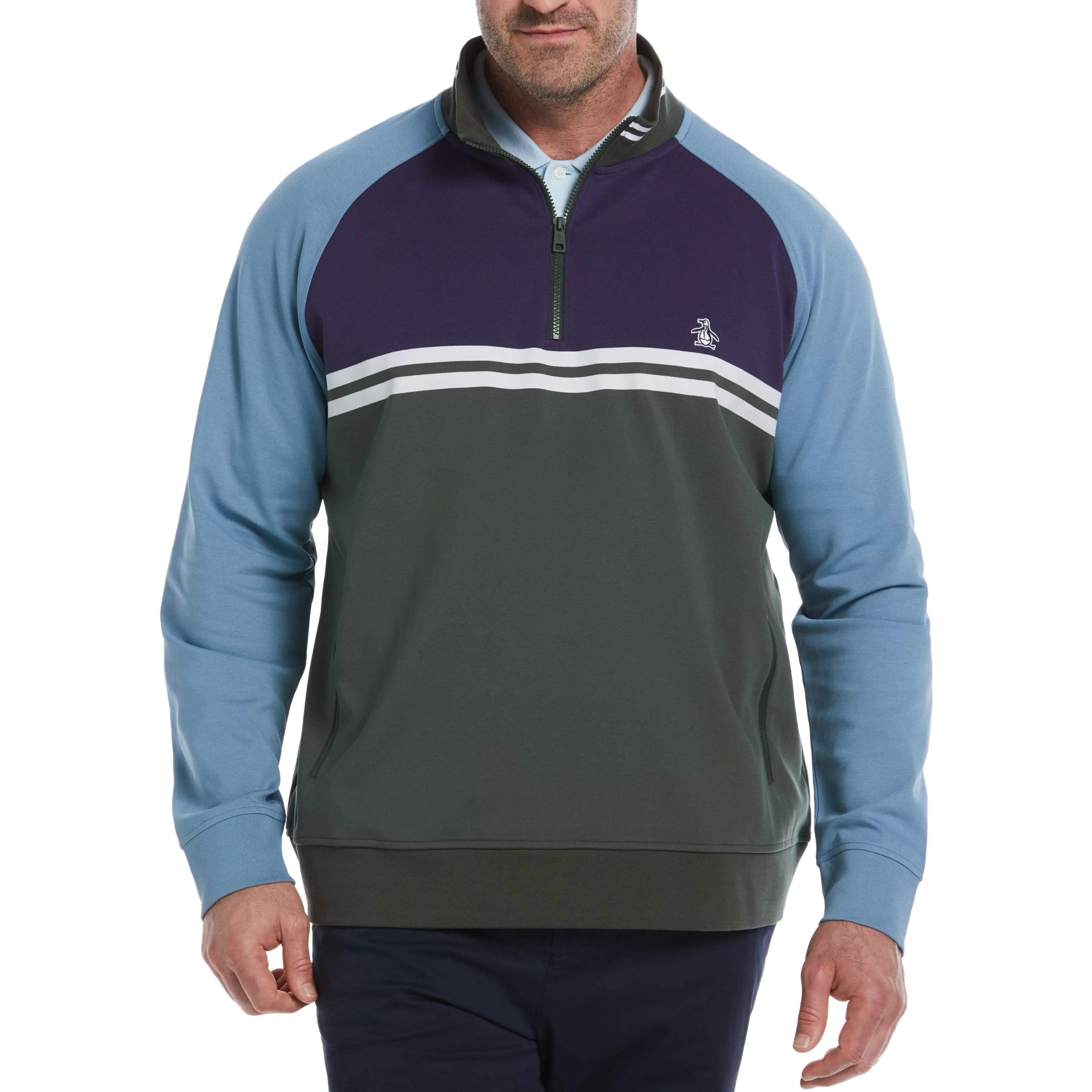 Fashion Big & Tall 1/4 Zip Color Block Jacket Men Jackets & Vests