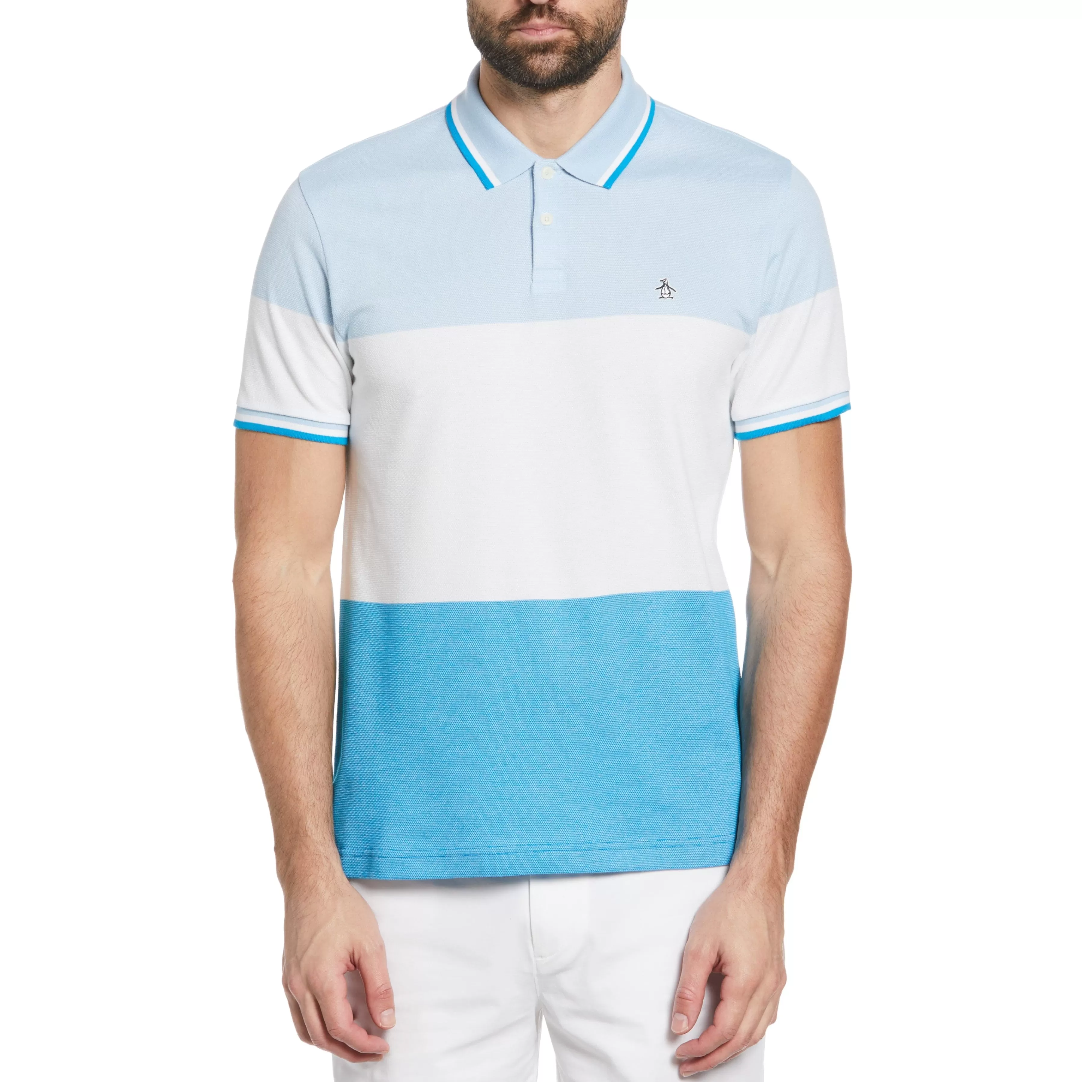 Cheap Birdseye Color Block Polo Men Polos