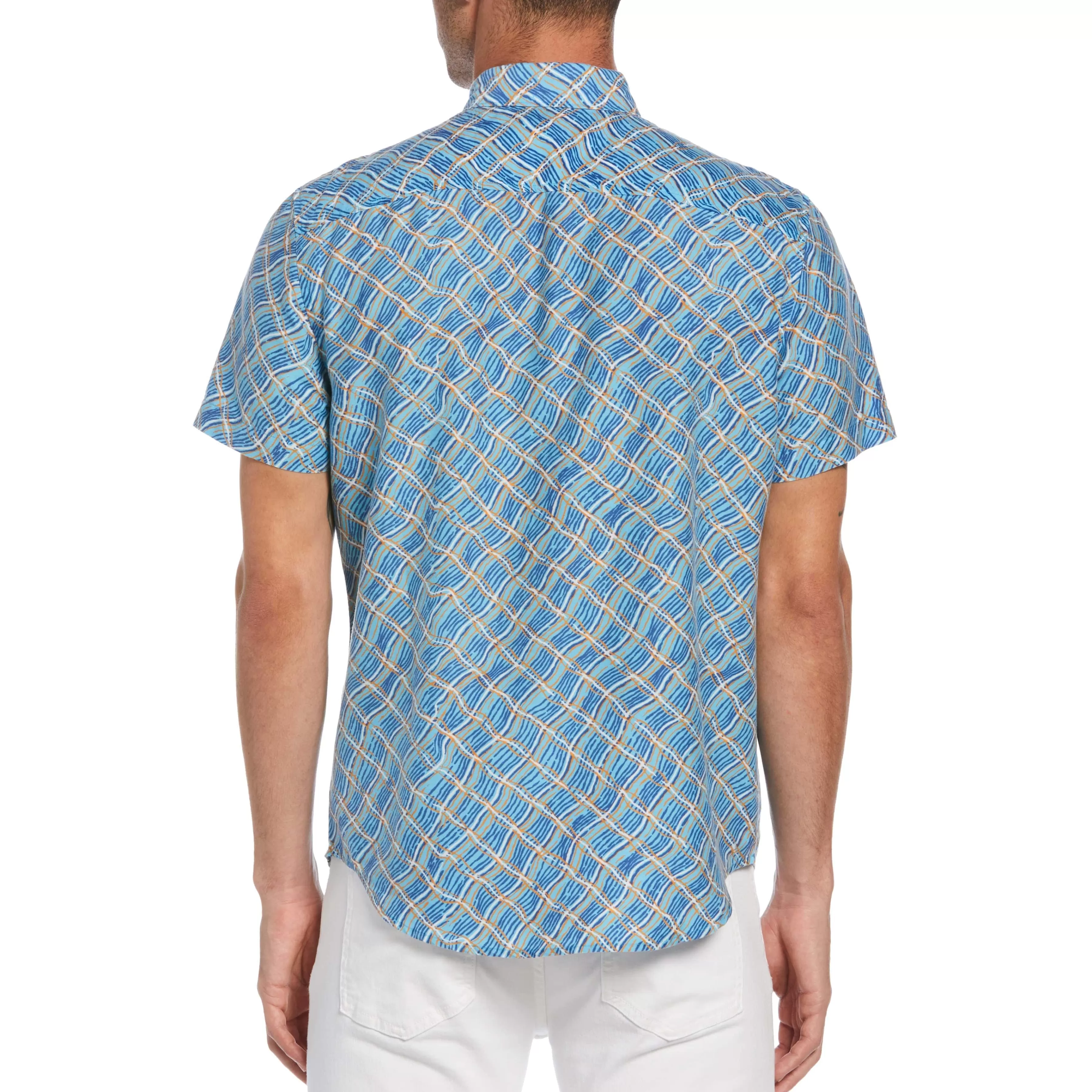 Best Sale Blue Geo Print Shirt Men Shirts