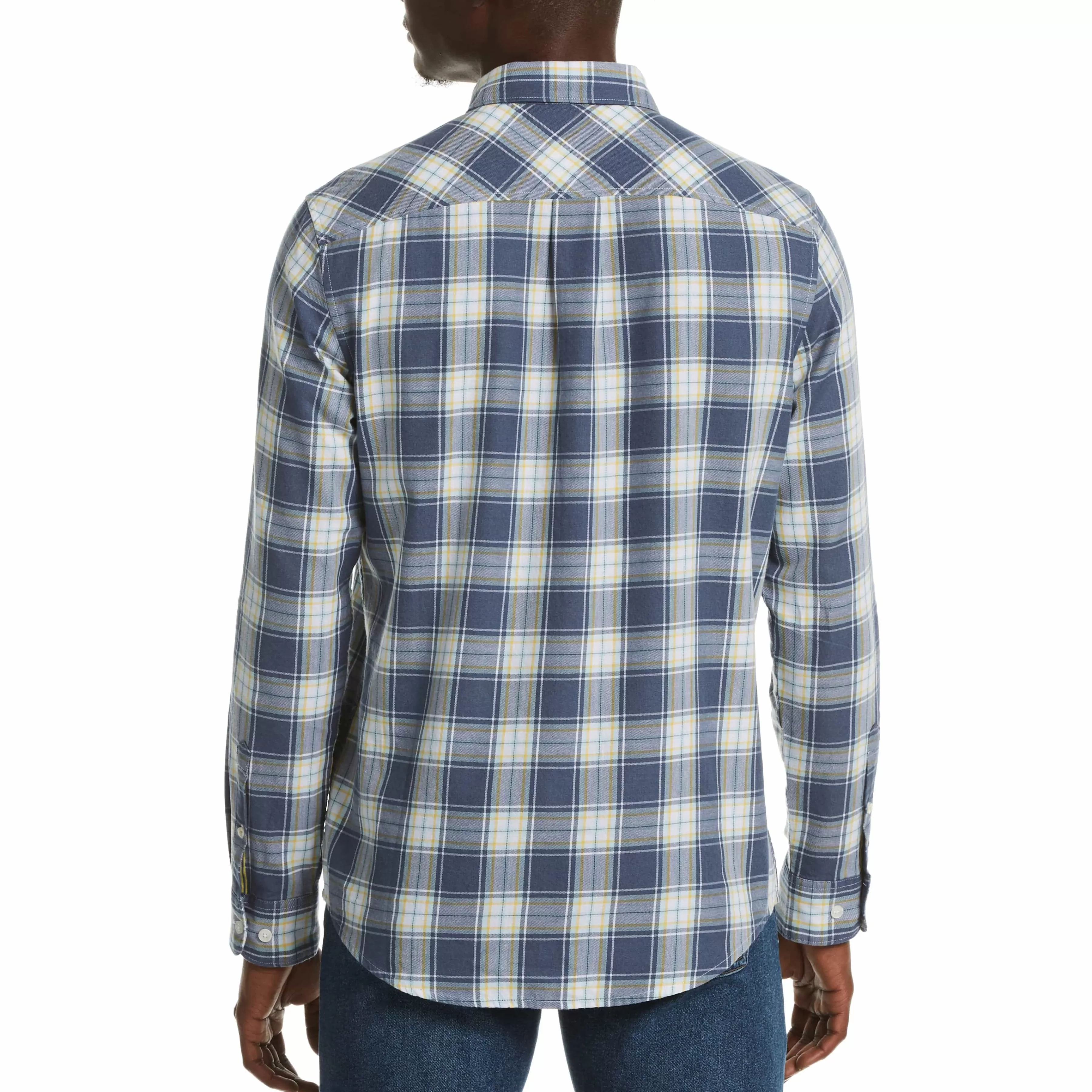 Sale Blue Plaid Shirt Men Shirts