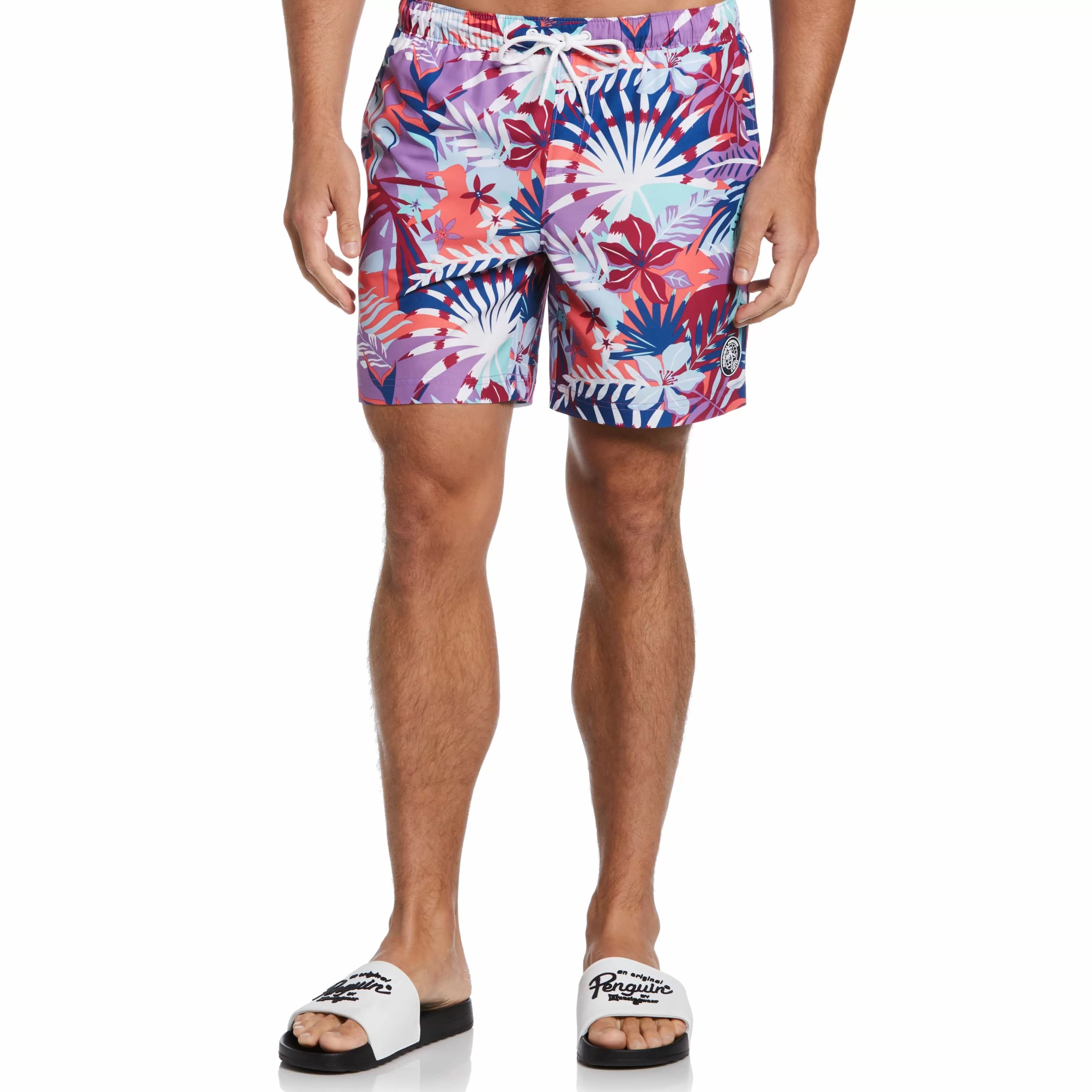 Flash Sale Bright Palm Print Swim Shorts Men Swim