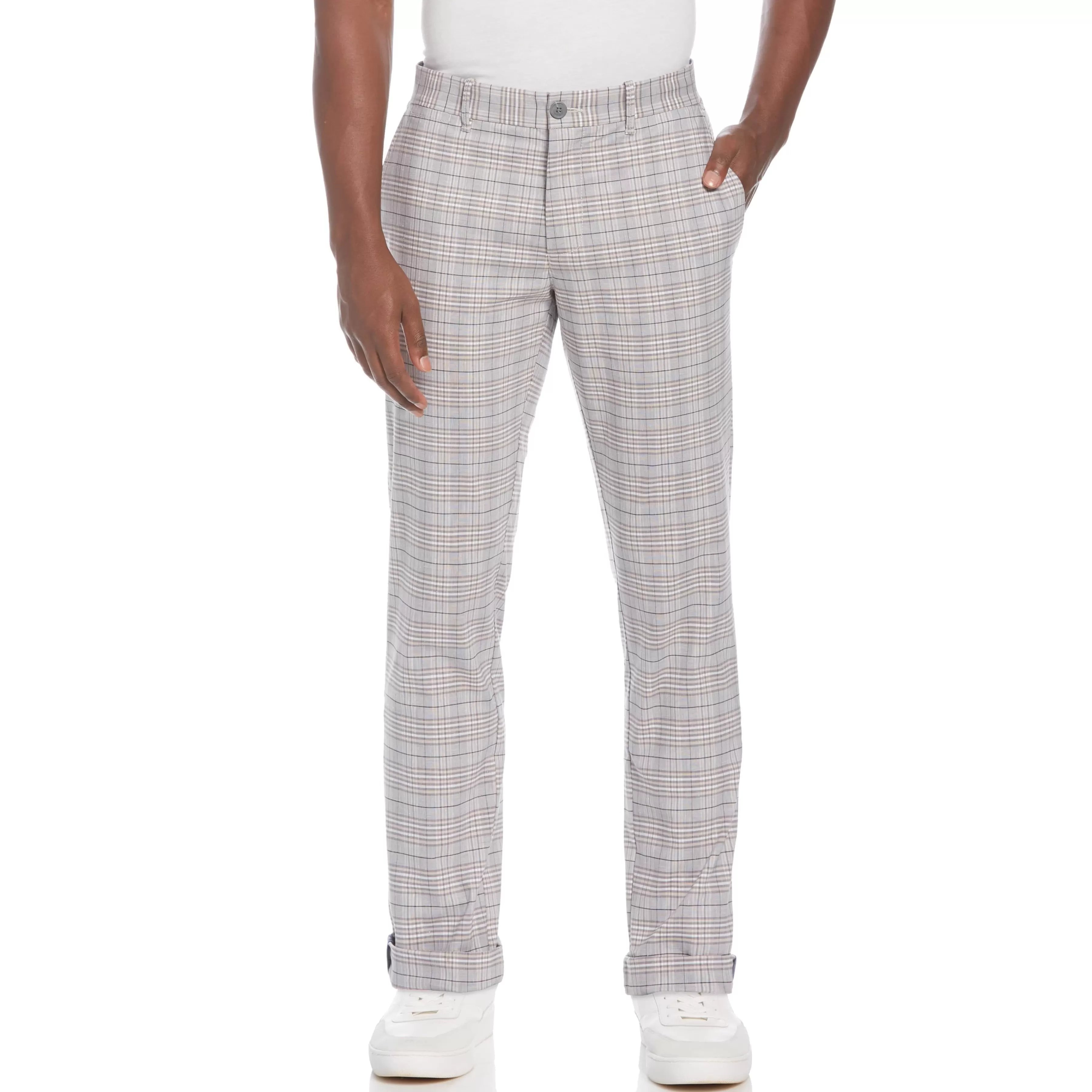 Sale Brown Plaid Chino Slim Fit Pant Men Pants