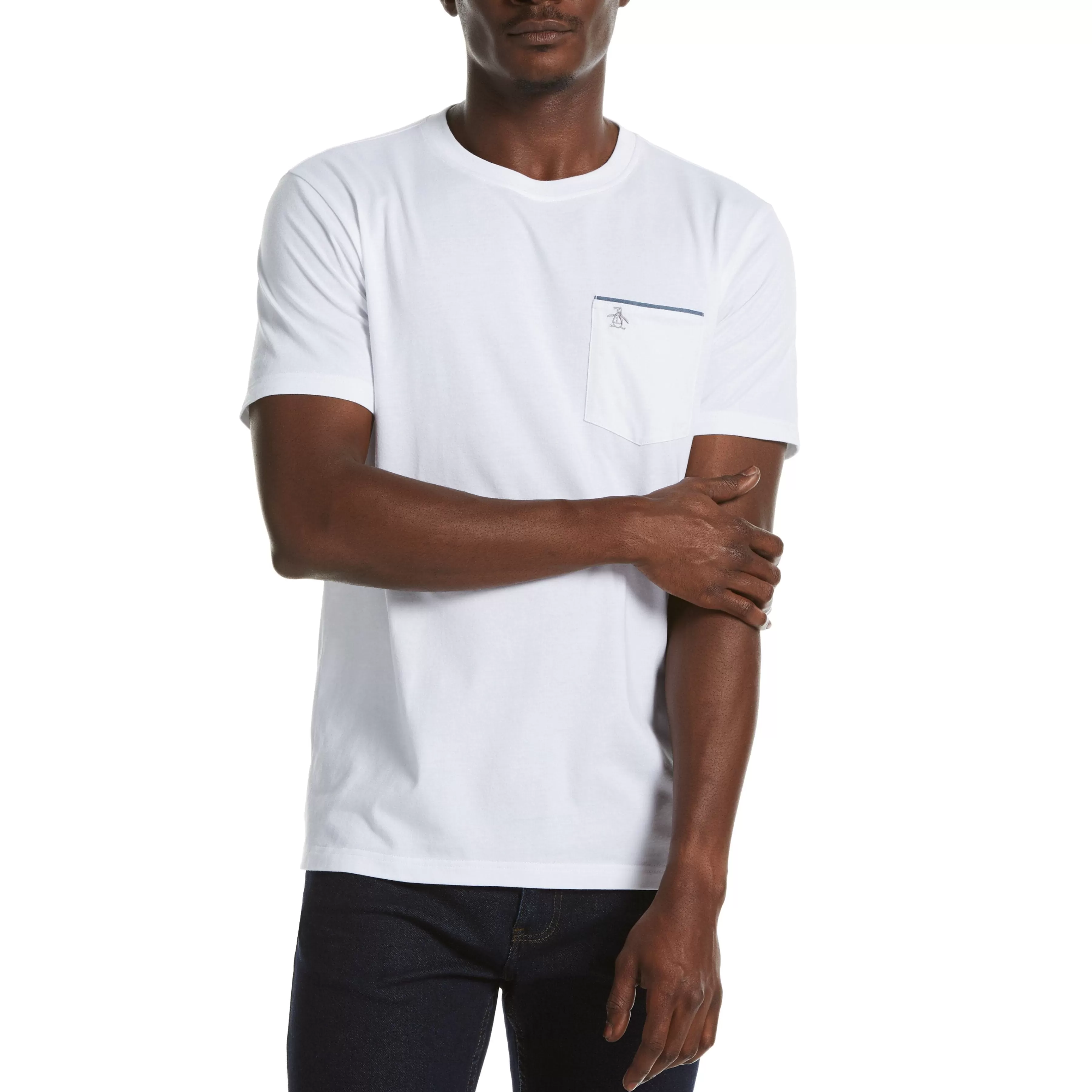 Flash Sale Chambray Trim Pocket Tee Men Tees