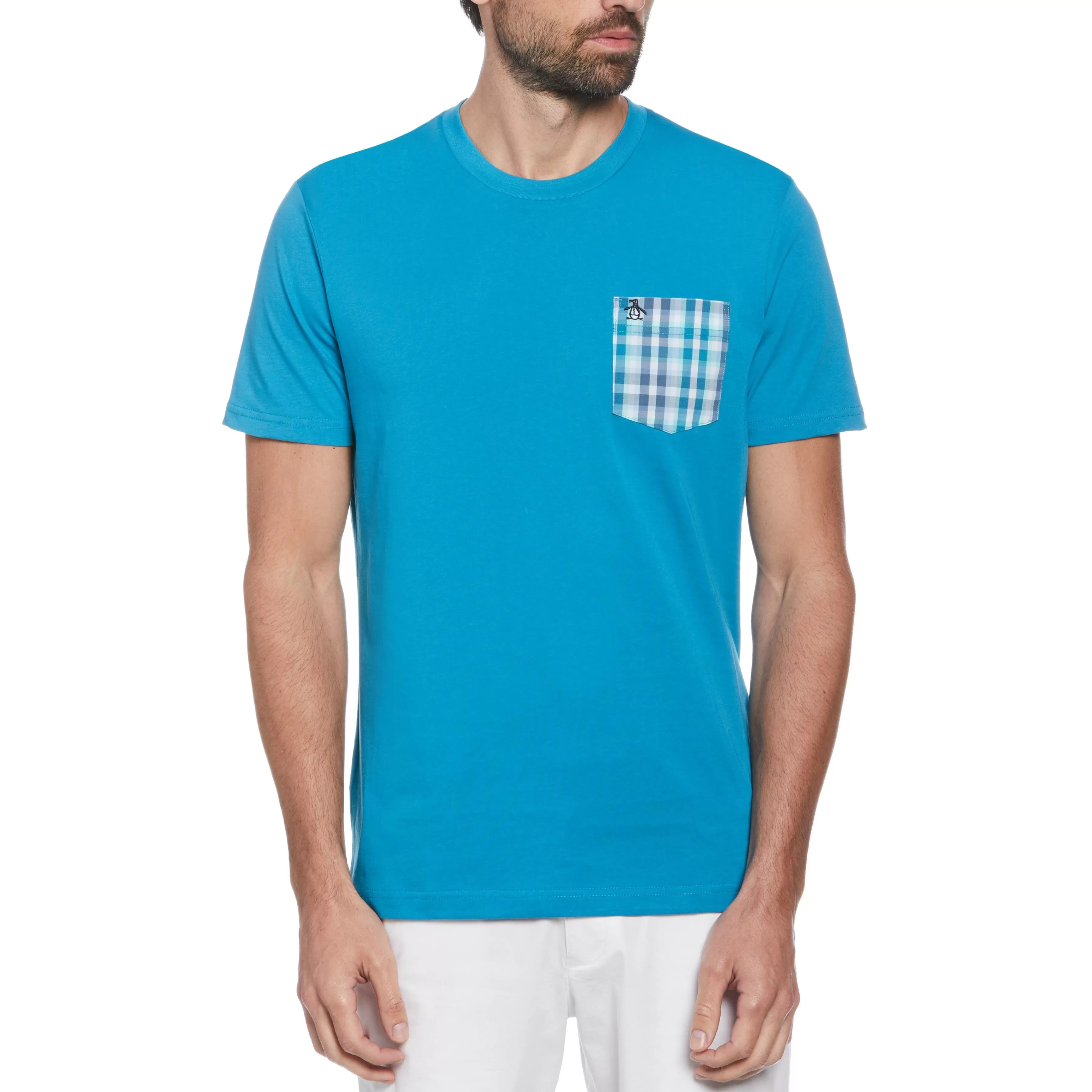 Fashion Check Pattern Pocket Tee Men Tees