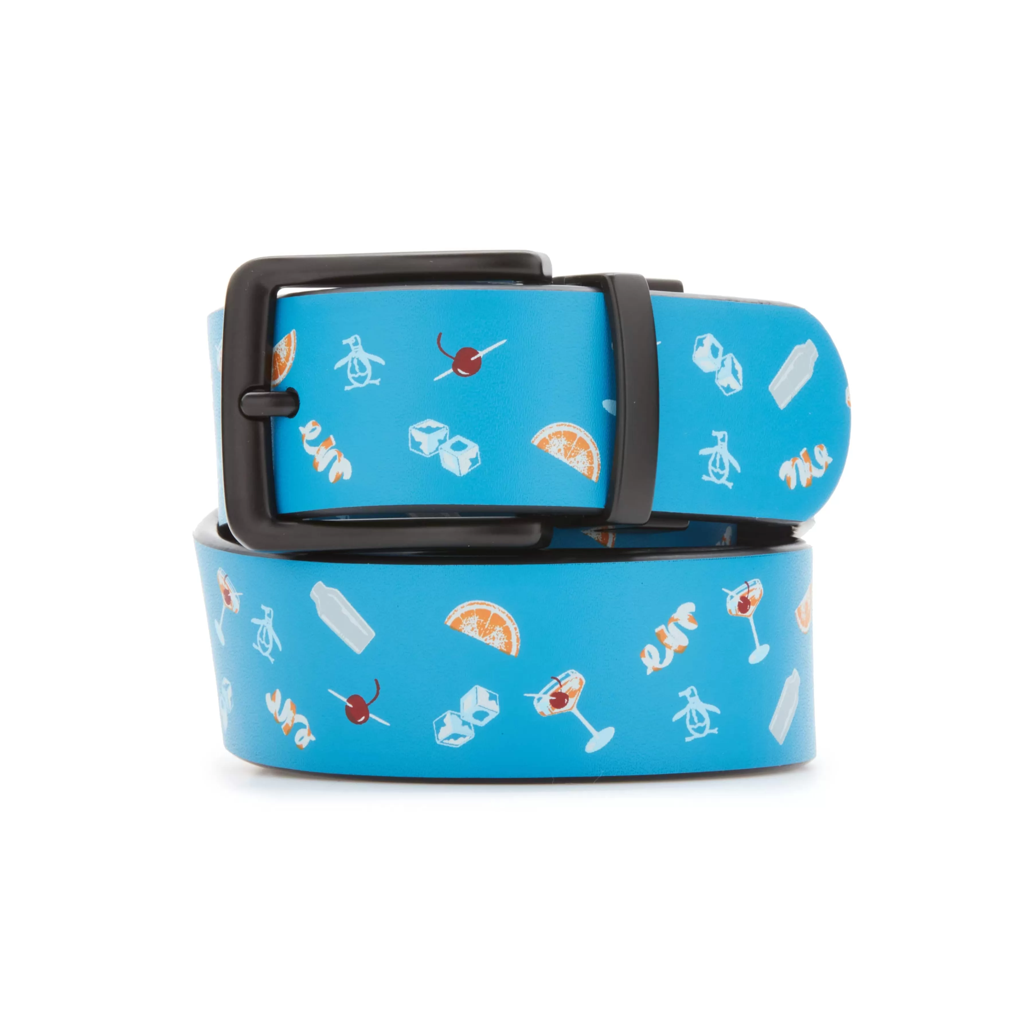 Cheap Cocktail Hour Print Reversible Belt Men Belts