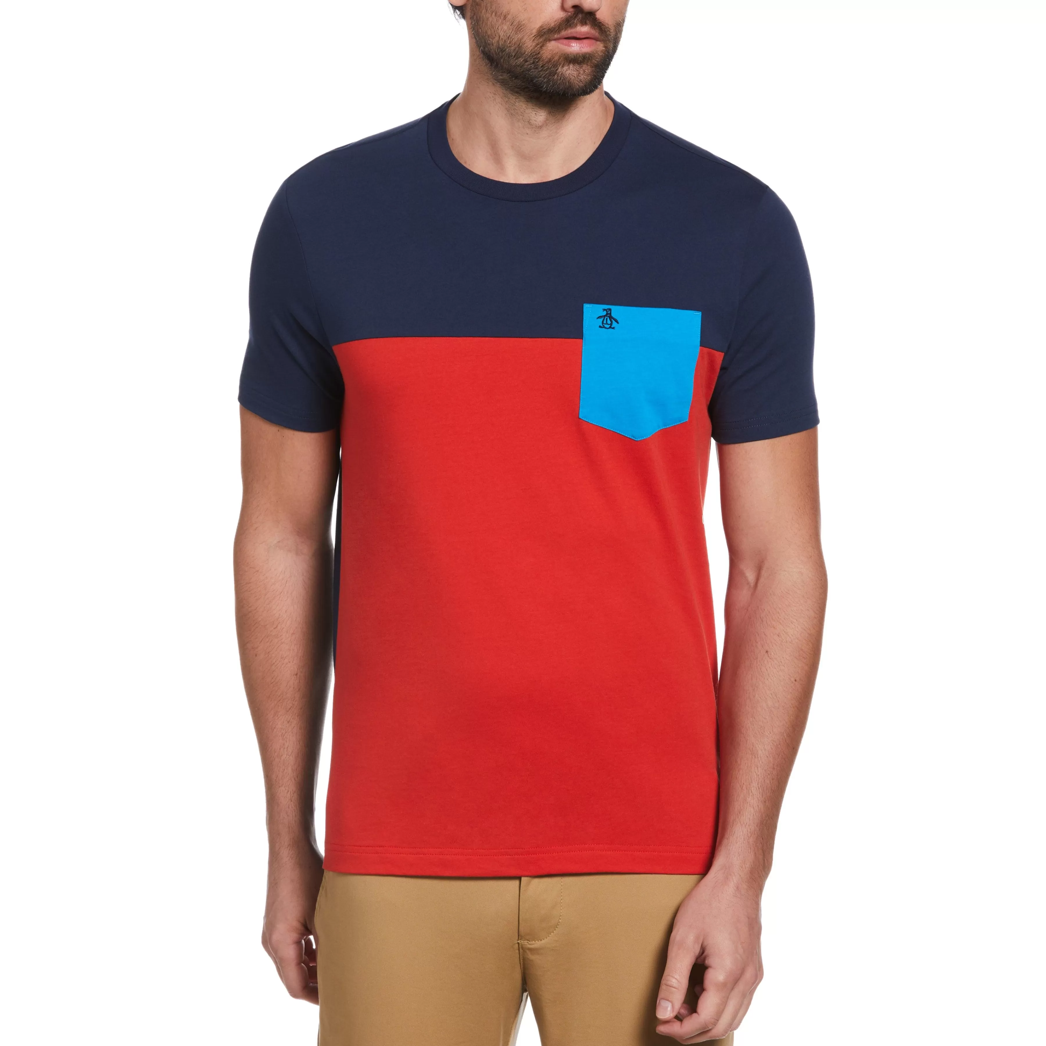 Discount Color Block Contrast Pocket Tee Men Tees