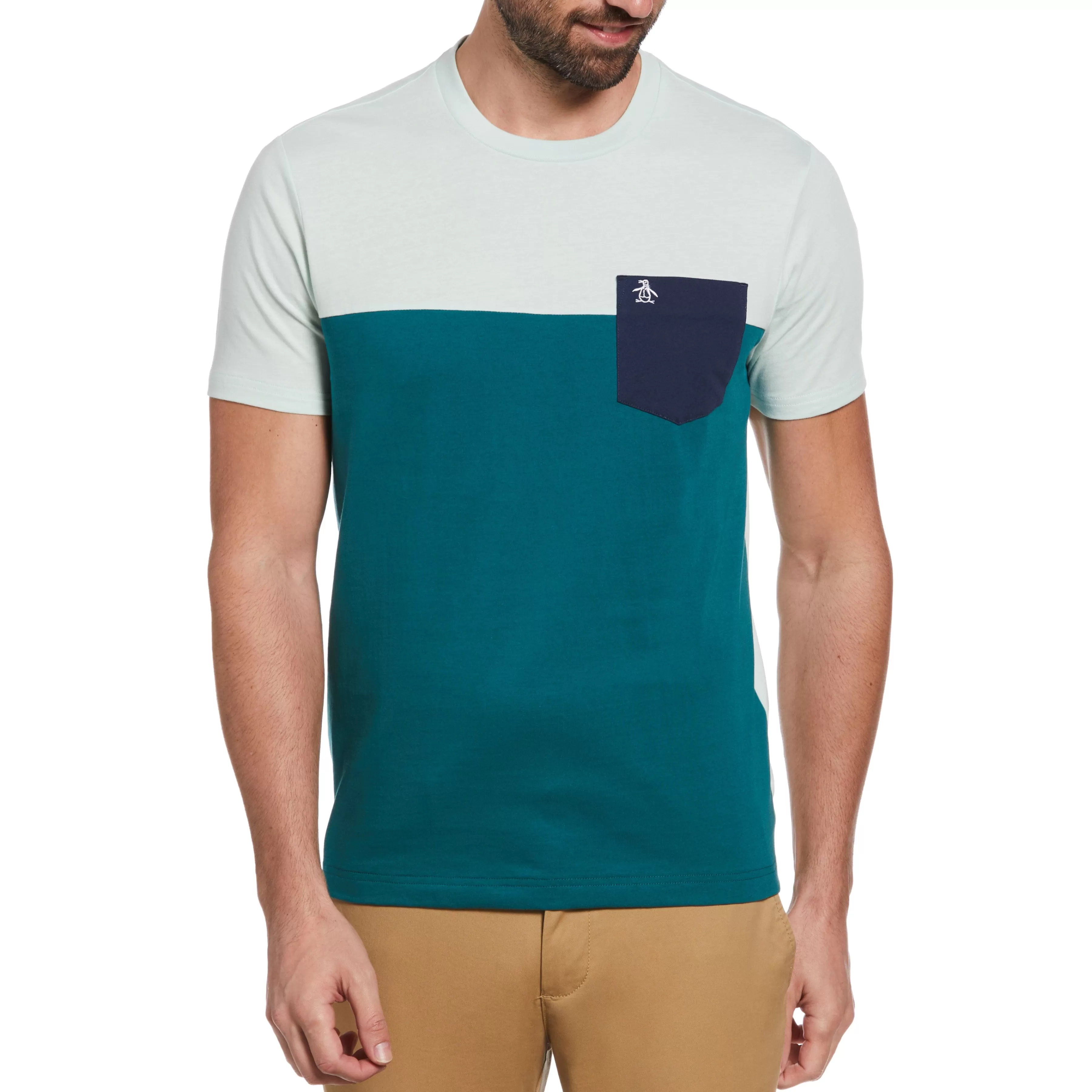 Discount Color Block Contrast Pocket Tee Men Tees