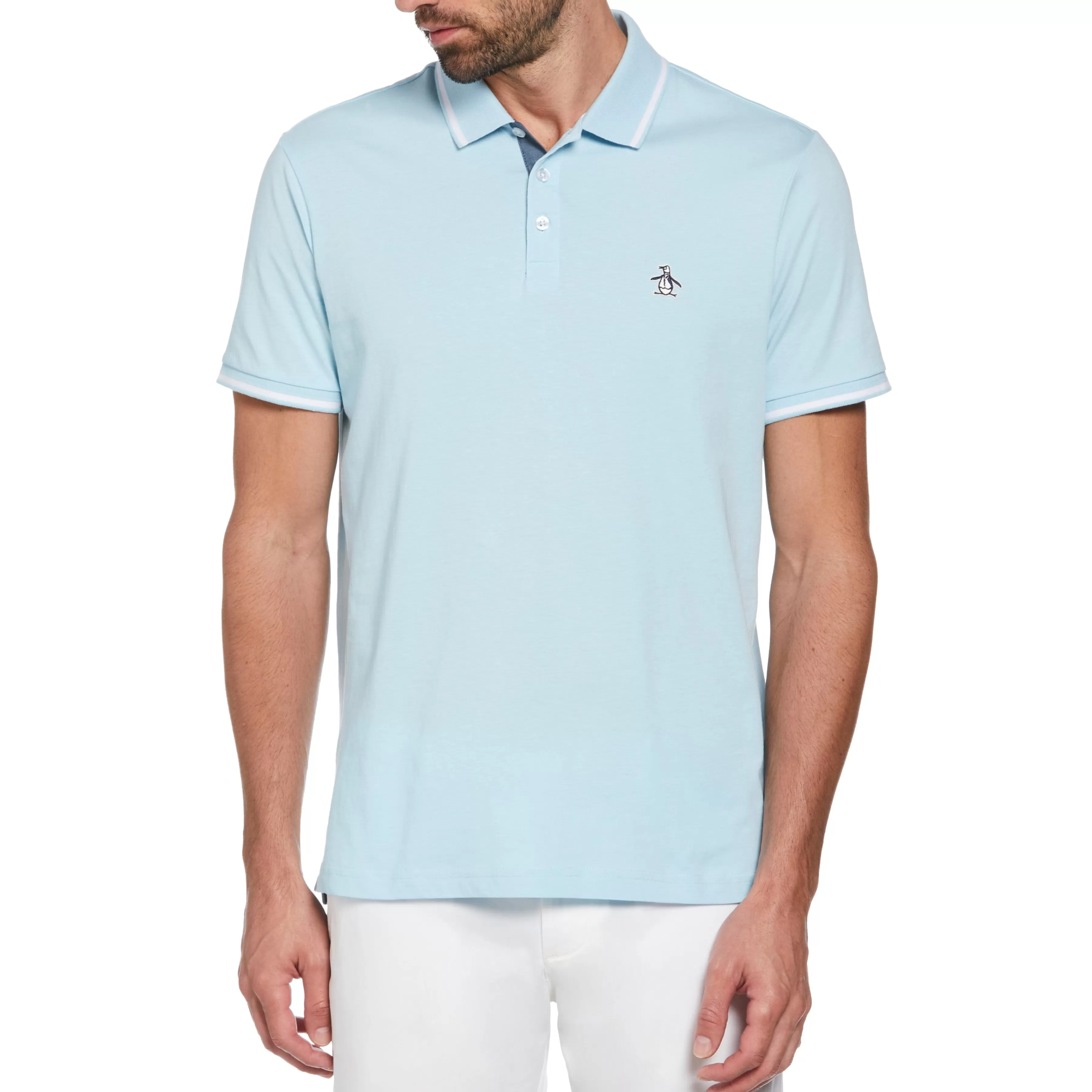 Hot Contrast Tipping Polo Men Polos