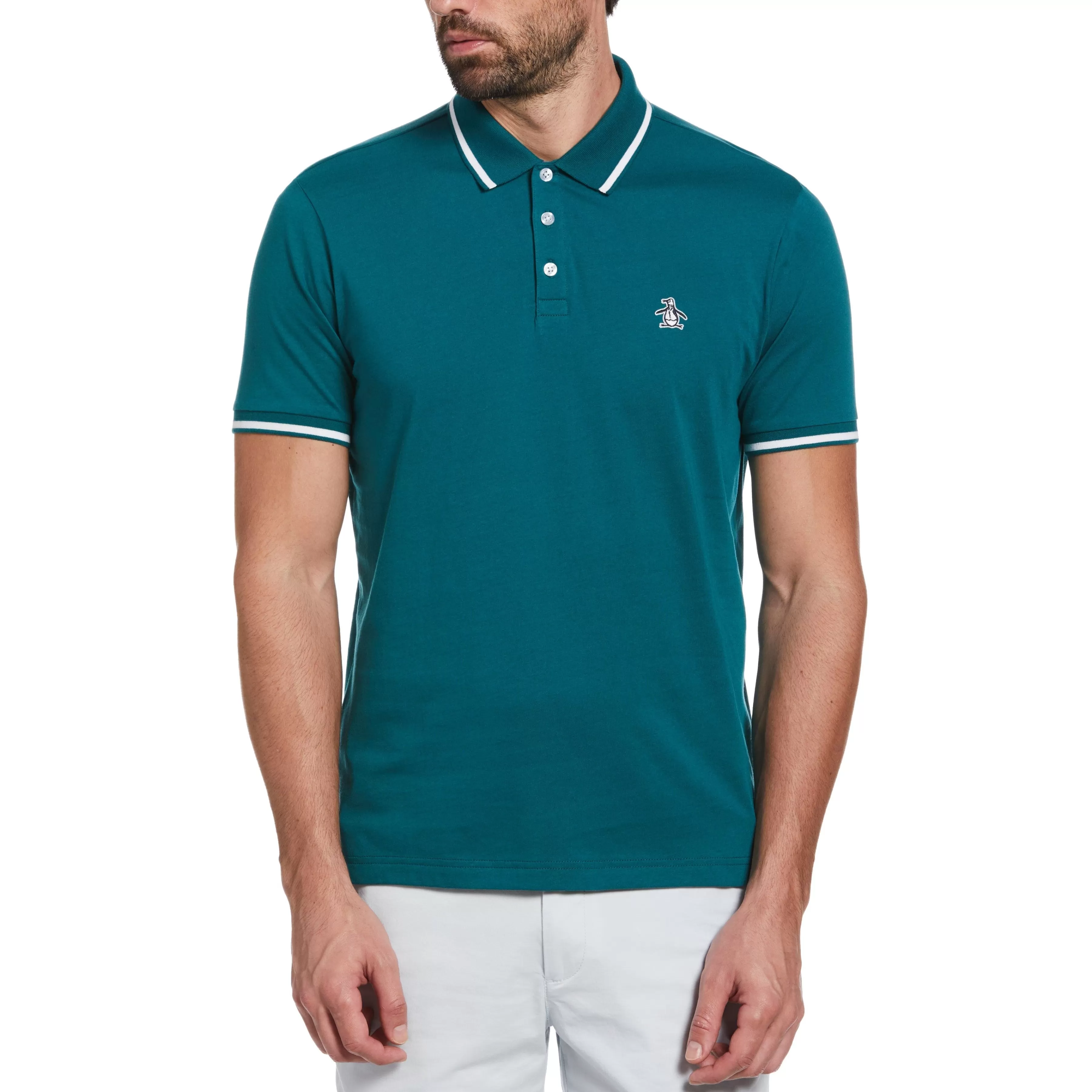 Hot Contrast Tipping Polo Men Polos