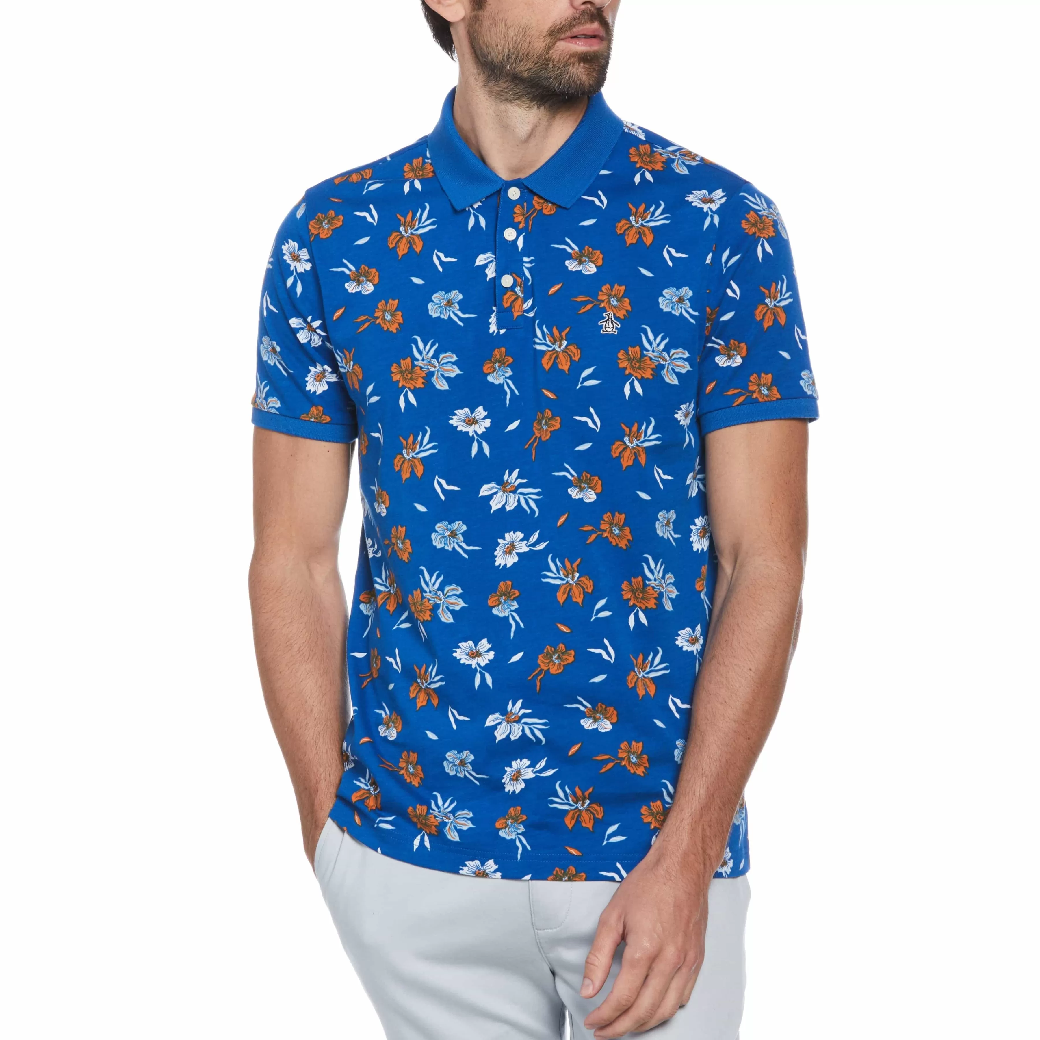 Fashion Cotton Jersey Floral Polo Men Polos