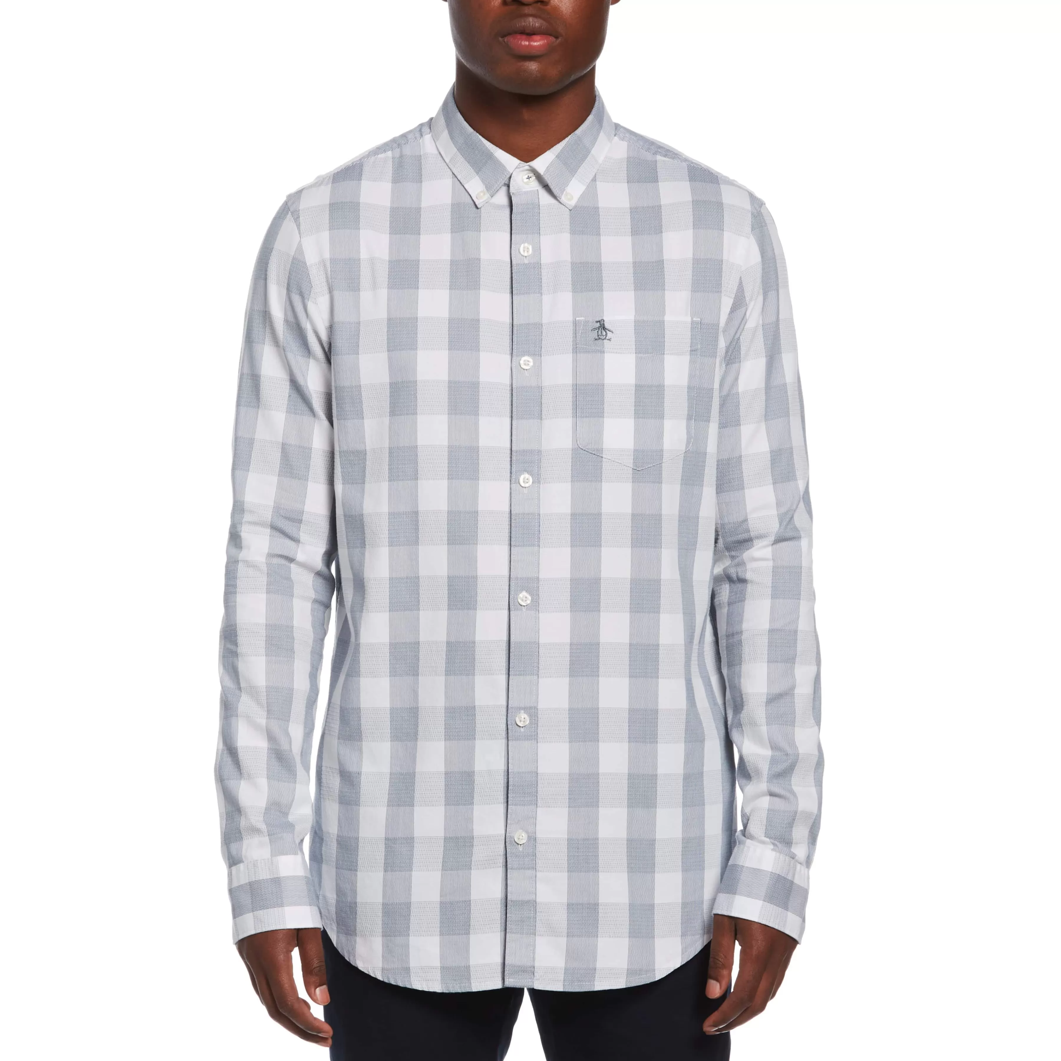 Outlet Dobby Plaid Stretch Shirt Men Shirts