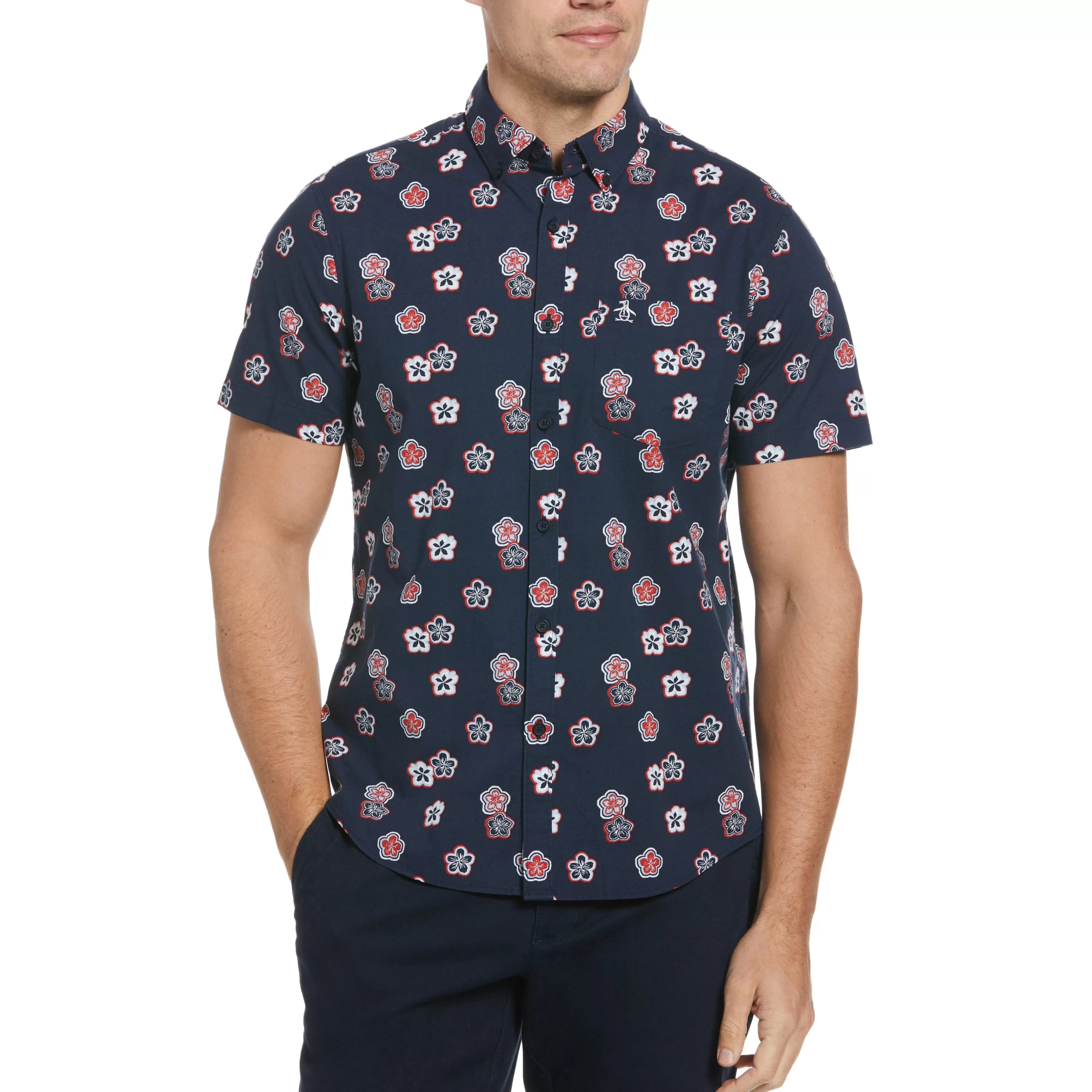 Cheap Ecovero™ Blend Hibiscus Print Shirt Men Shirts