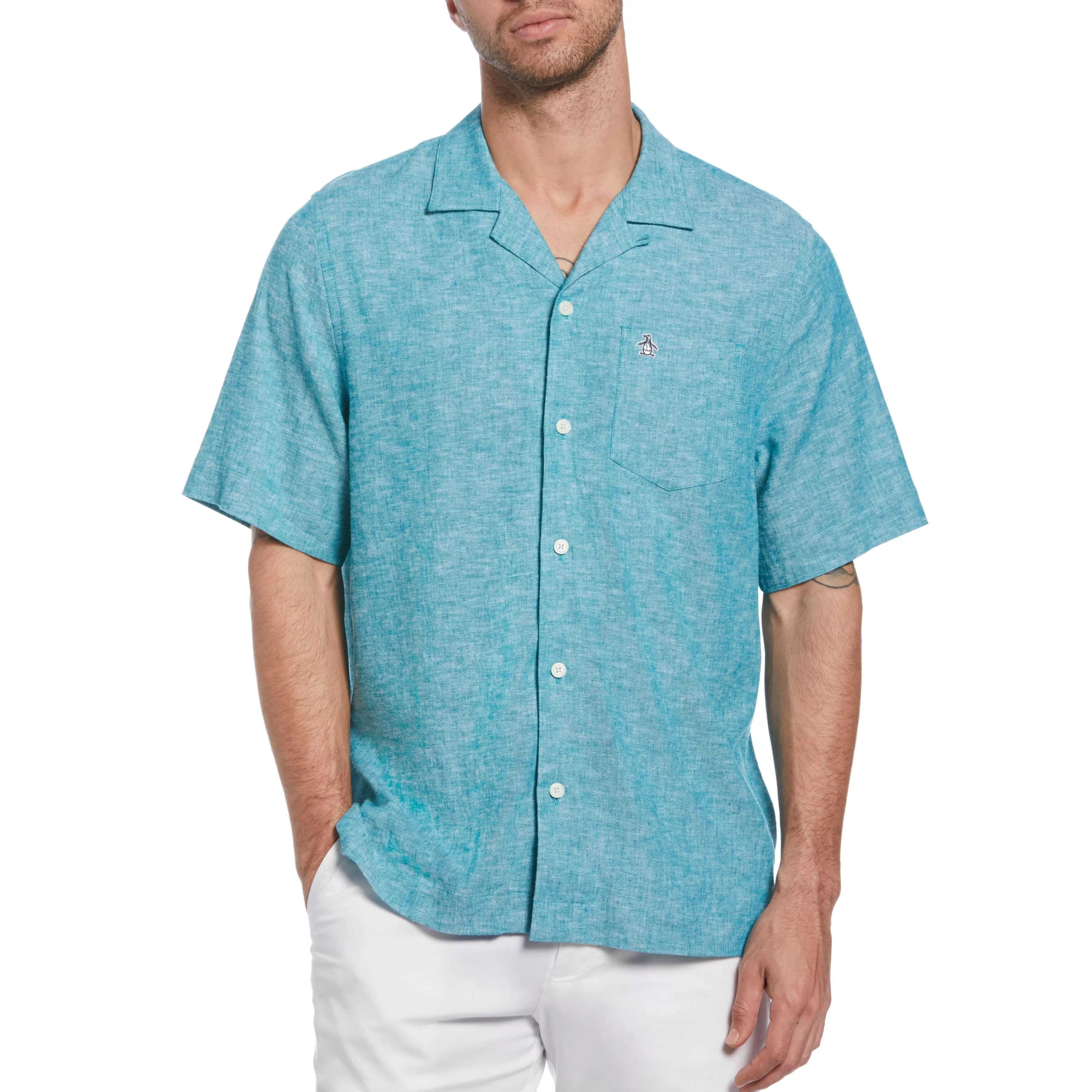 Cheap Ecovero™ Camp Collar Linen Shirt Men Shirts