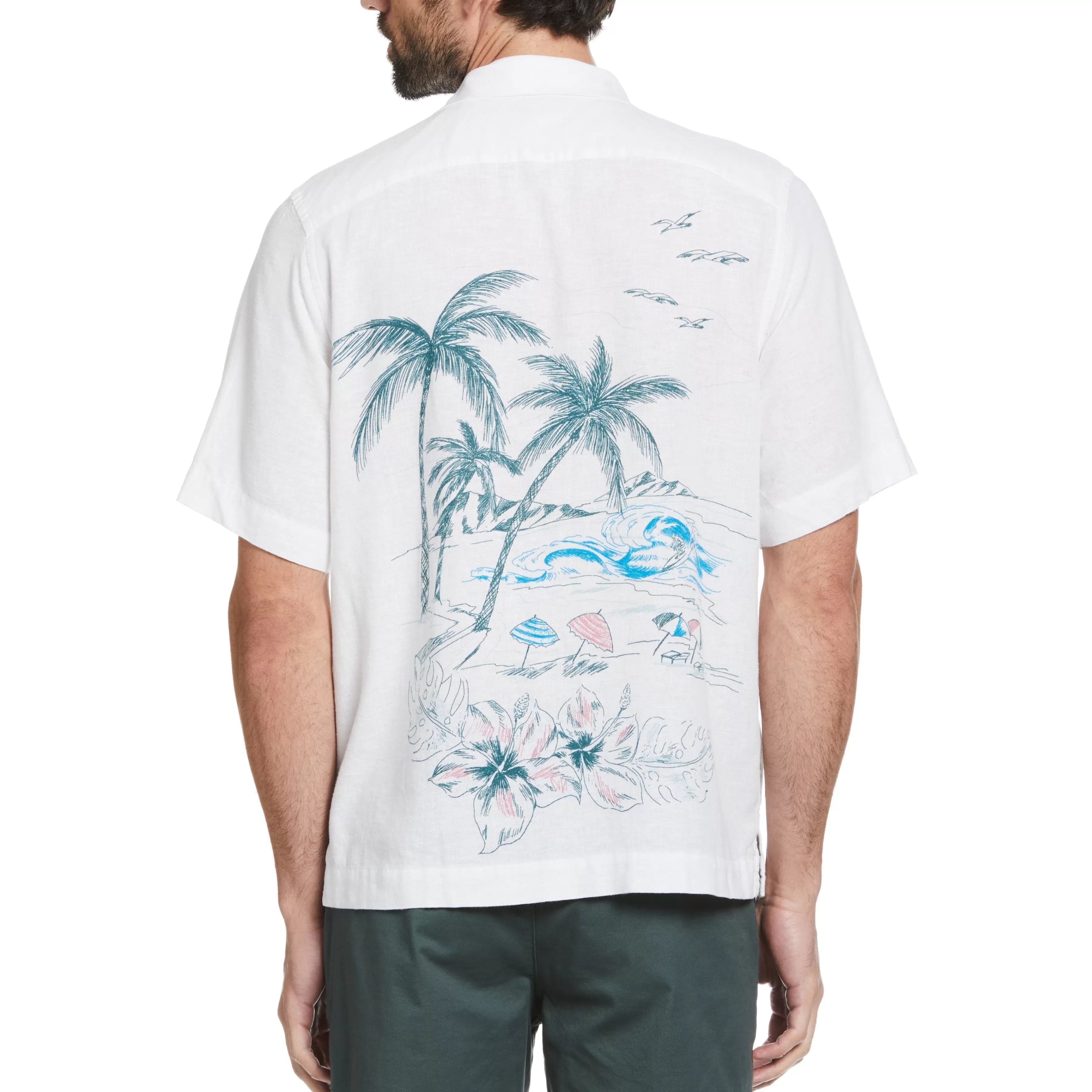 Best Sale Ecovero™ Linen Blend Beach Print Shirt Men Shirts