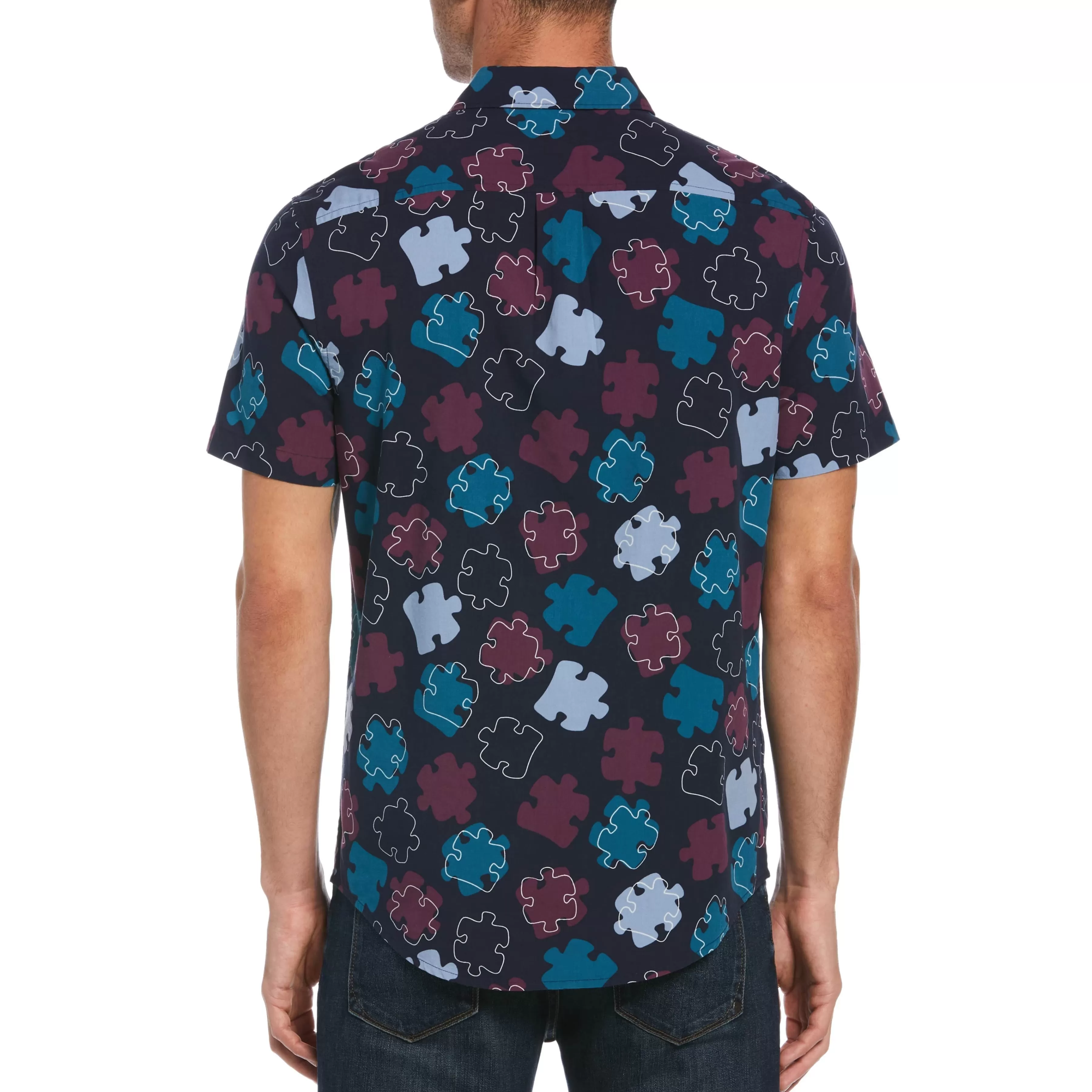 Cheap Ecovero™ Puzzle Print Shirt Men Shirts