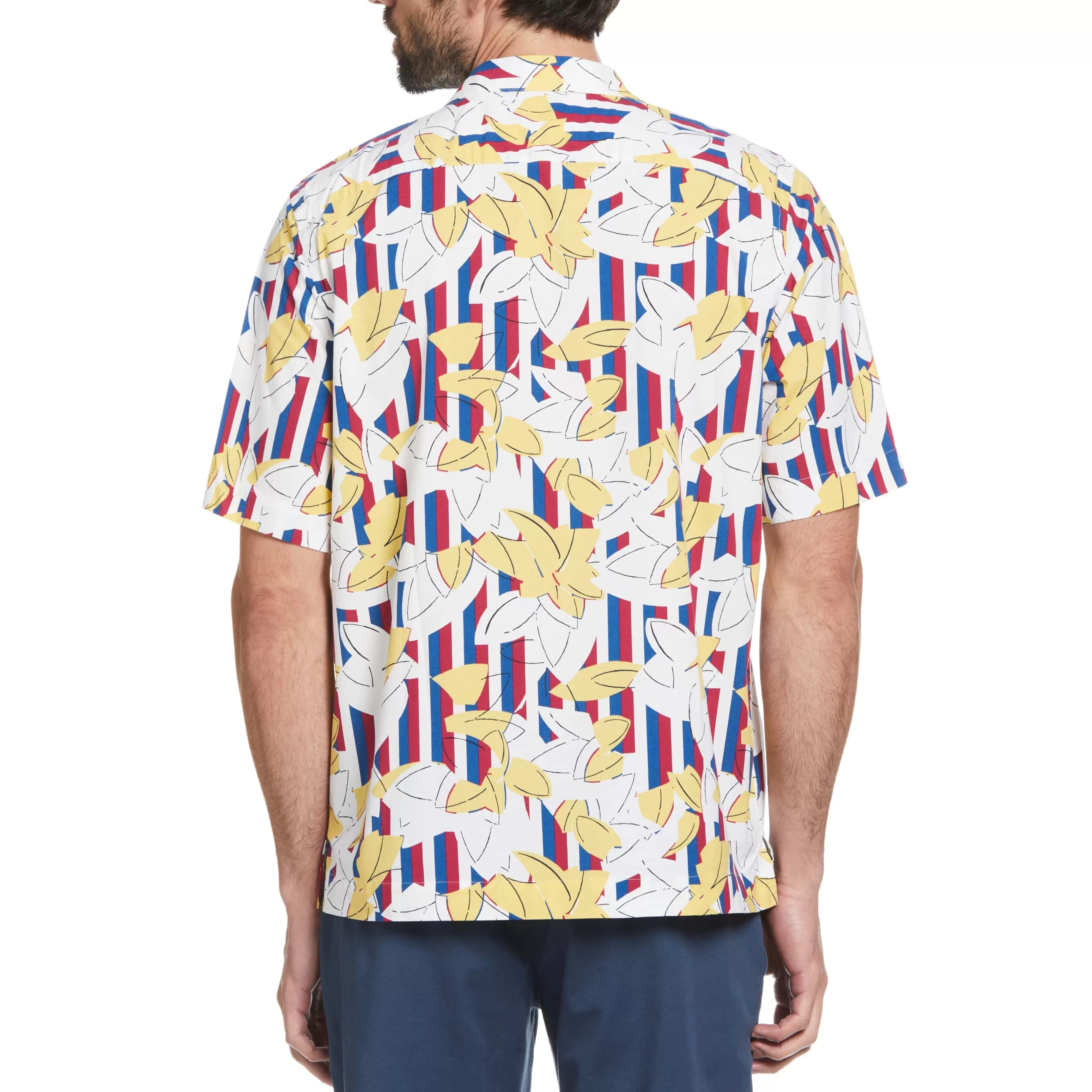 Best Ecovero™ Stripe Leaf Print Camp Collar Shirt Men Shirts