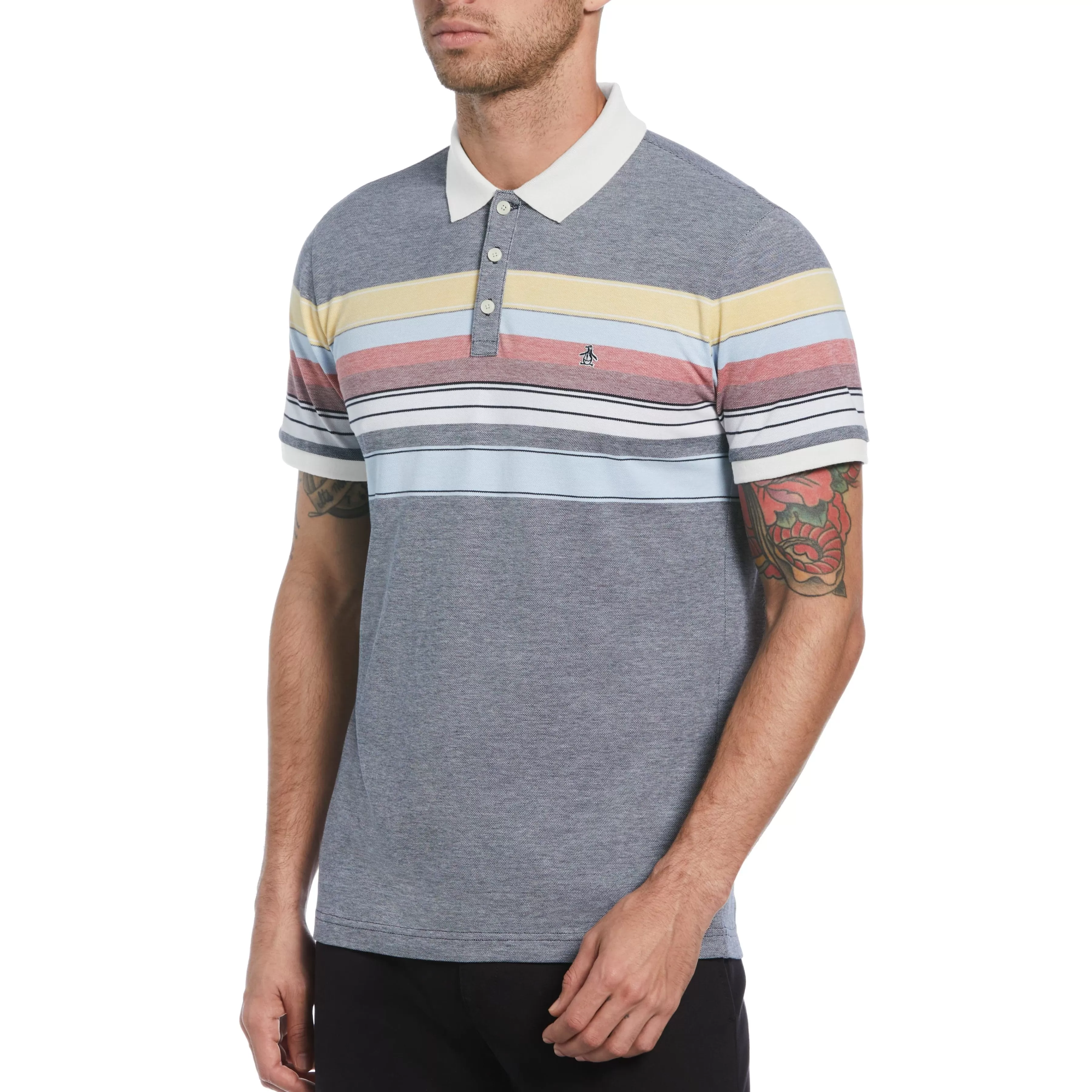 New Engineered Chest Stripe Polo Men Polos
