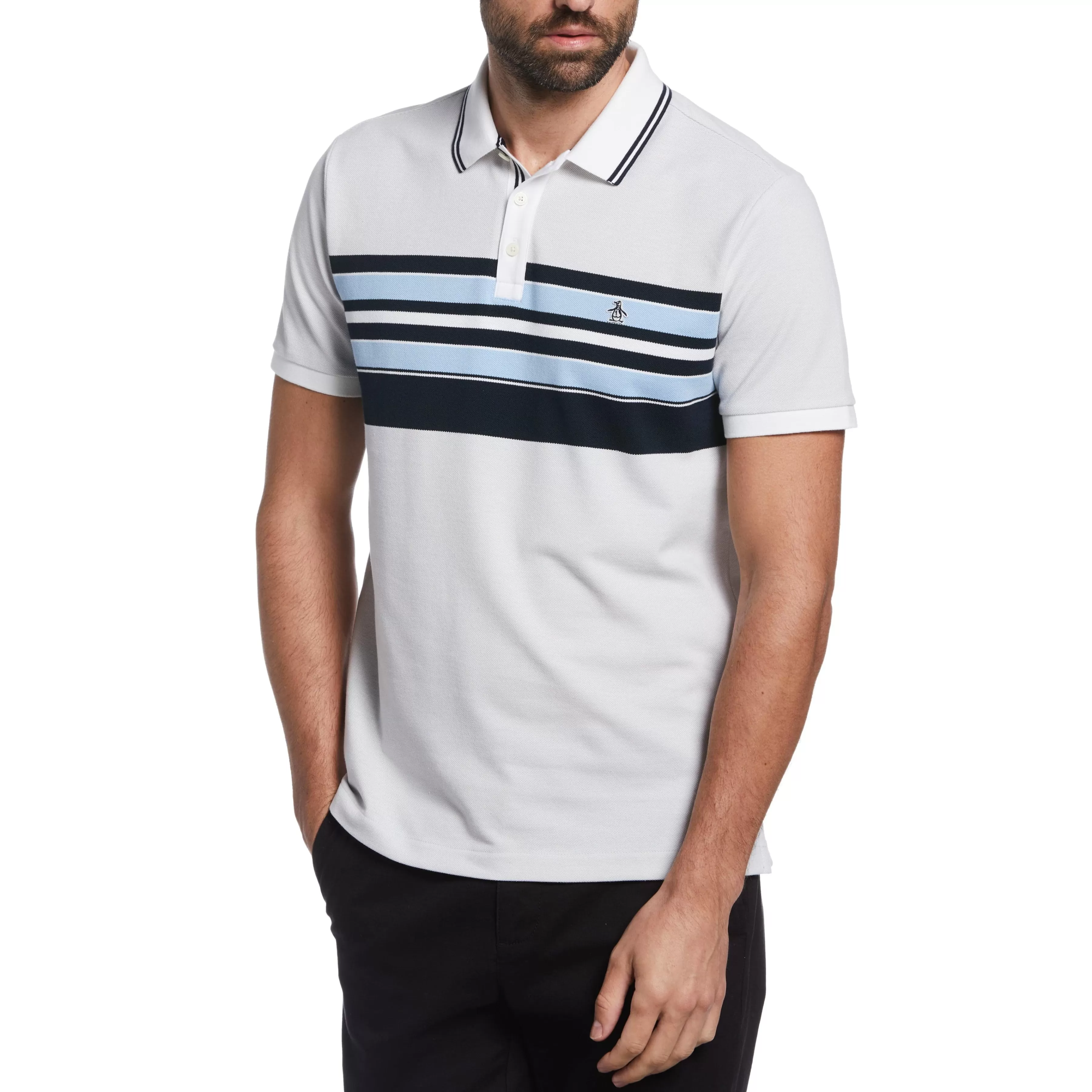 Discount Engineered Stripe Birdseye Pique Polo Men Polos