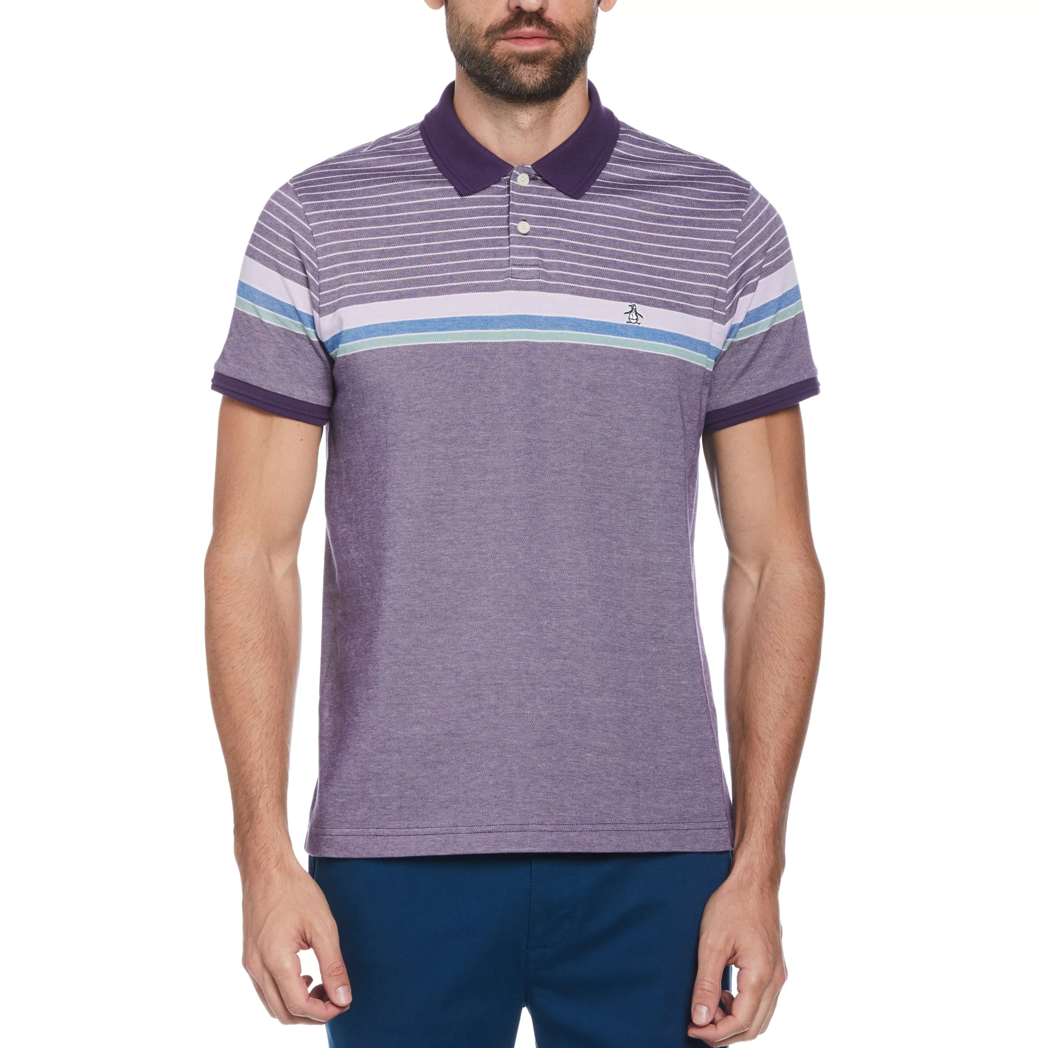 Cheap Engineered Stripe Birdseye Polo Men Polos