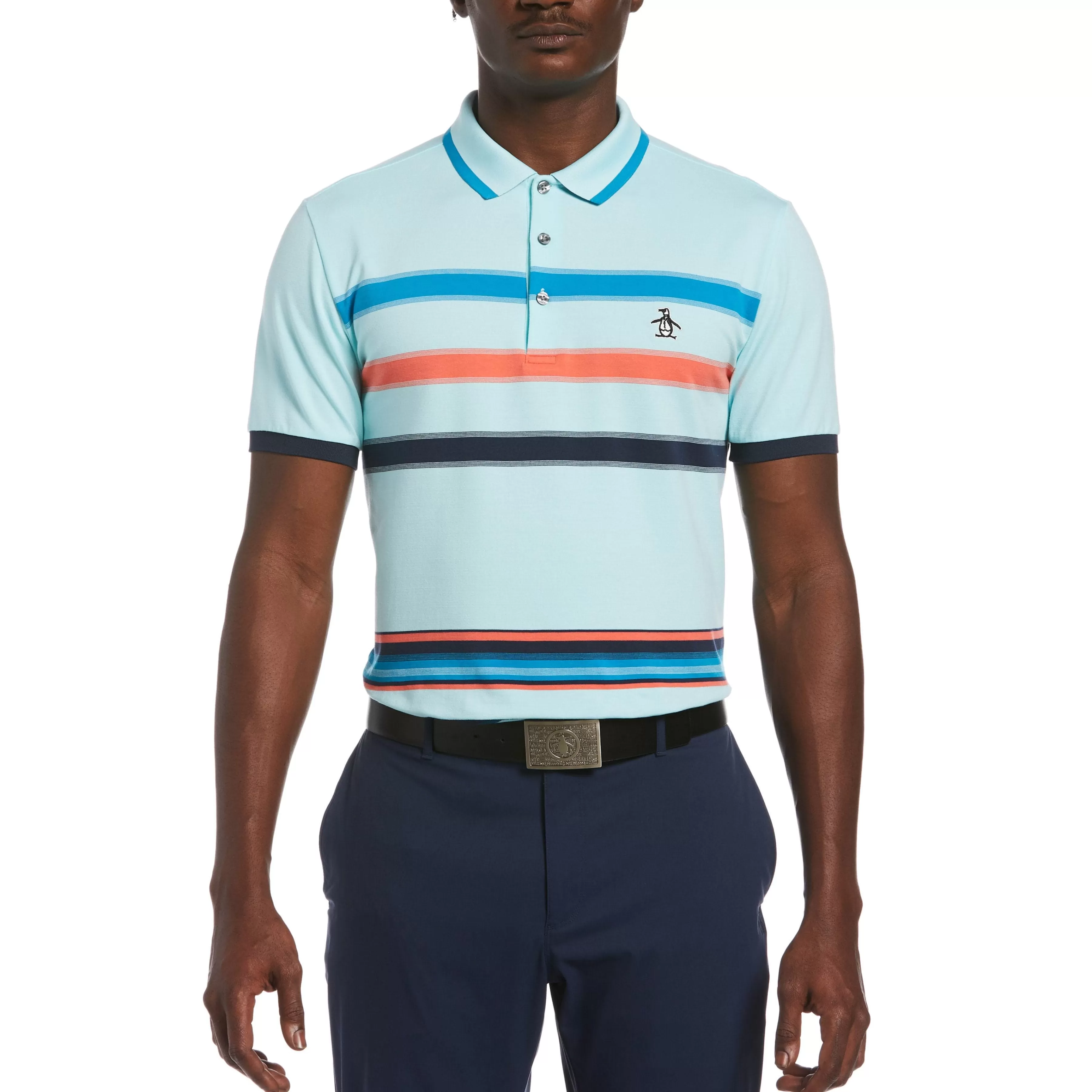 New Engineered Stripe Golf Polo Men Polos