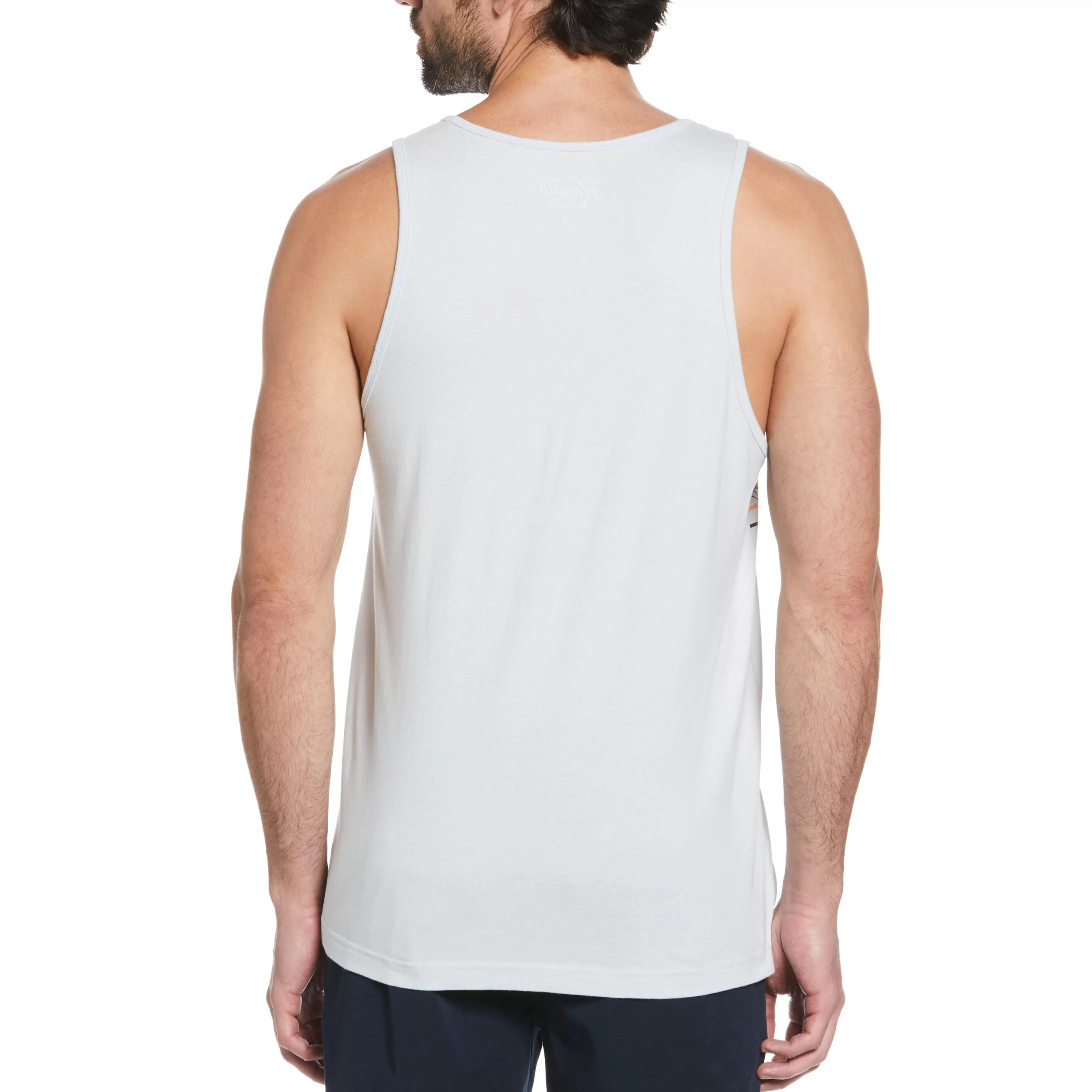 Cheap Engineered Stripe Palm Tree Print Tank Men Tees