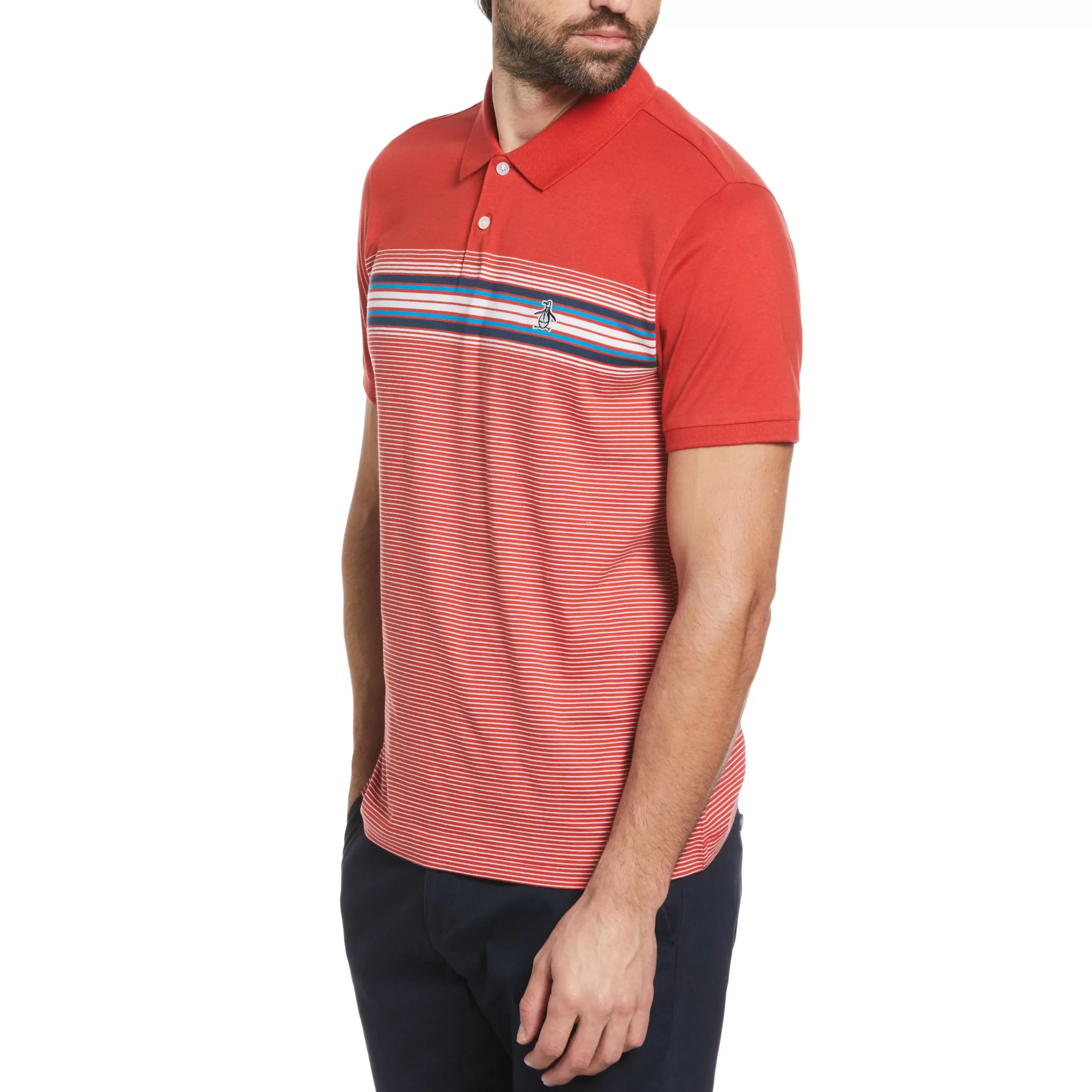 Best Sale Engineered Stripe Print Polo Men Polos