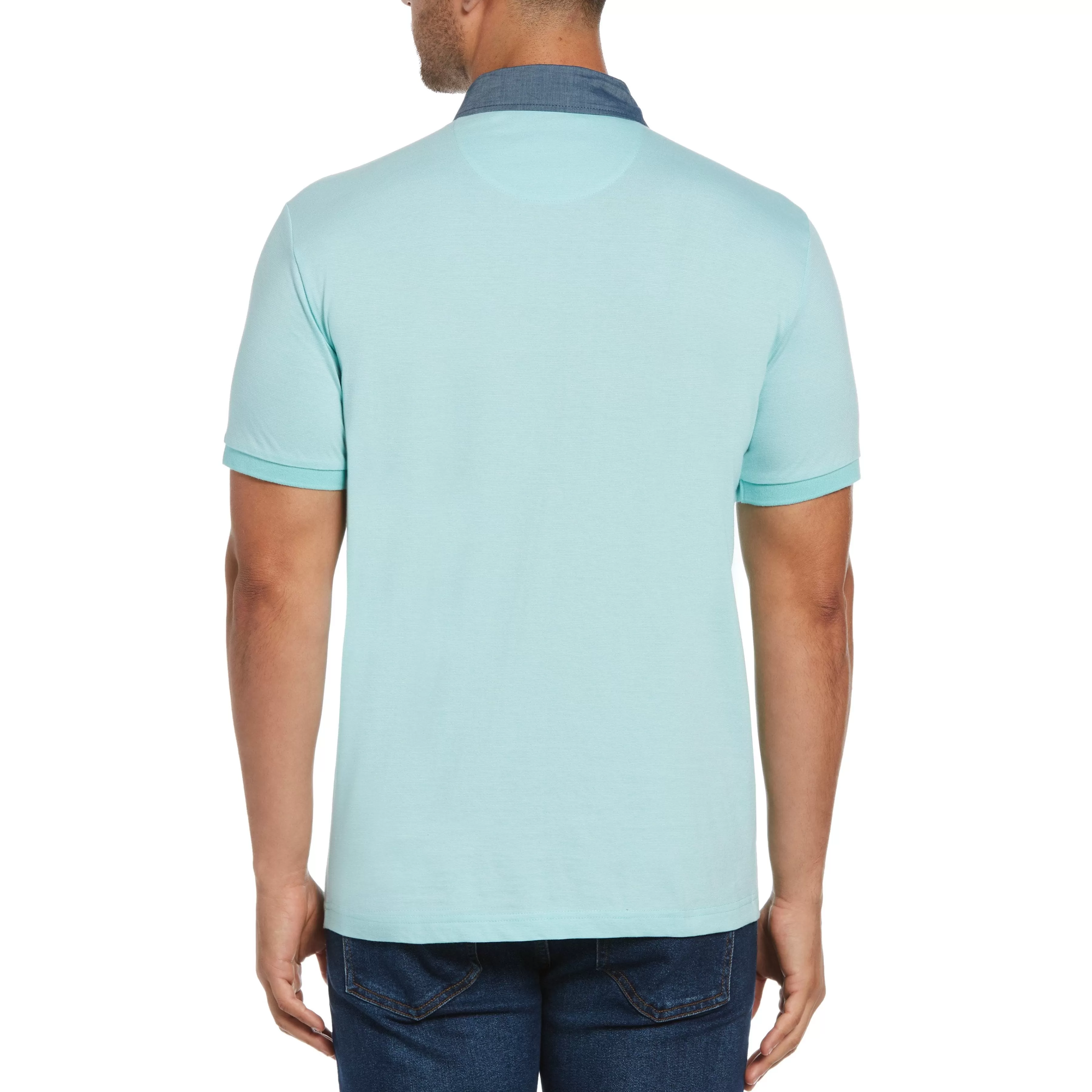 Clearance Feeder Stripe Chambray Collar Polo Men Polos