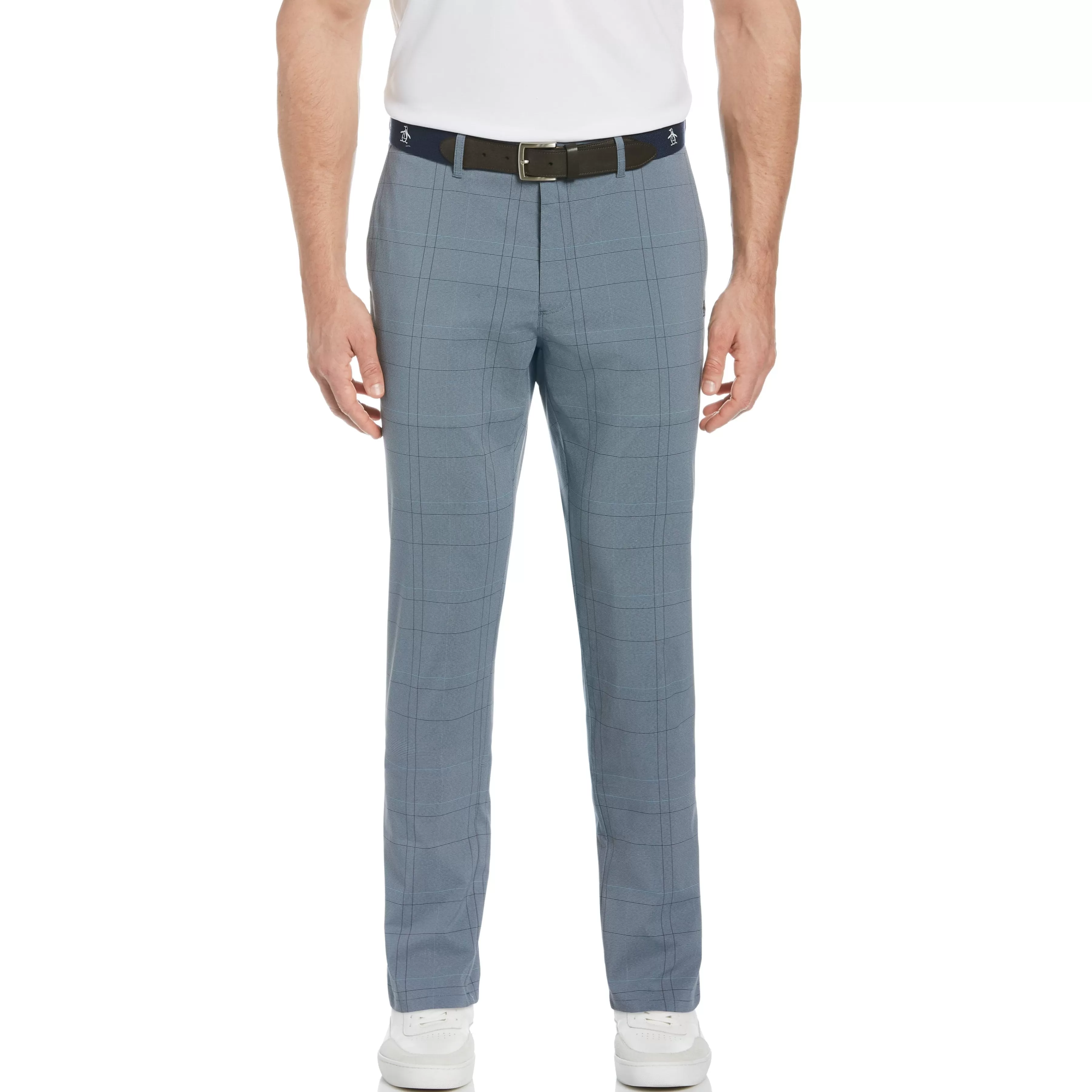 Cheap Flat Front Plaid Golf Trousers Men Pants