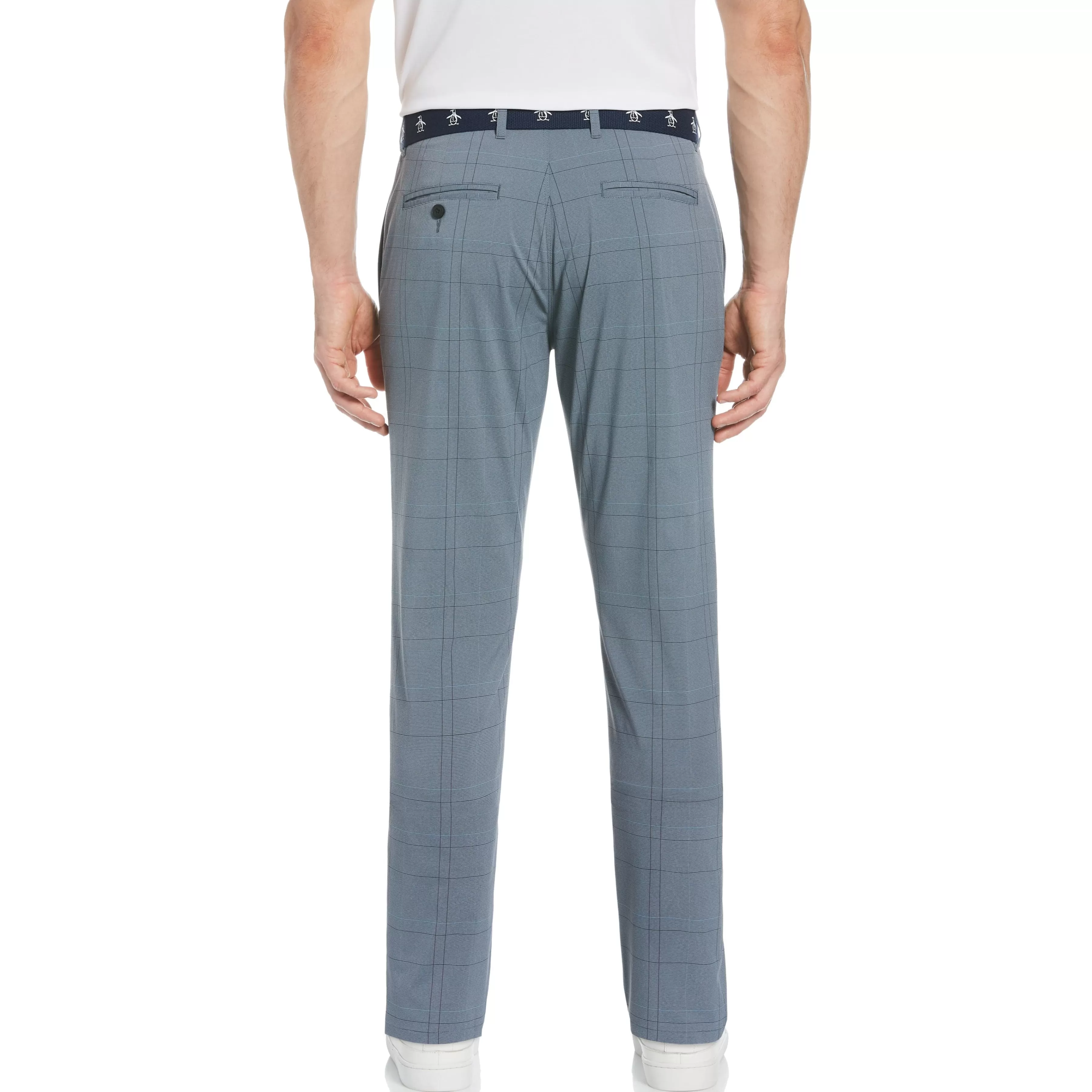 Cheap Flat Front Plaid Golf Trousers Men Pants