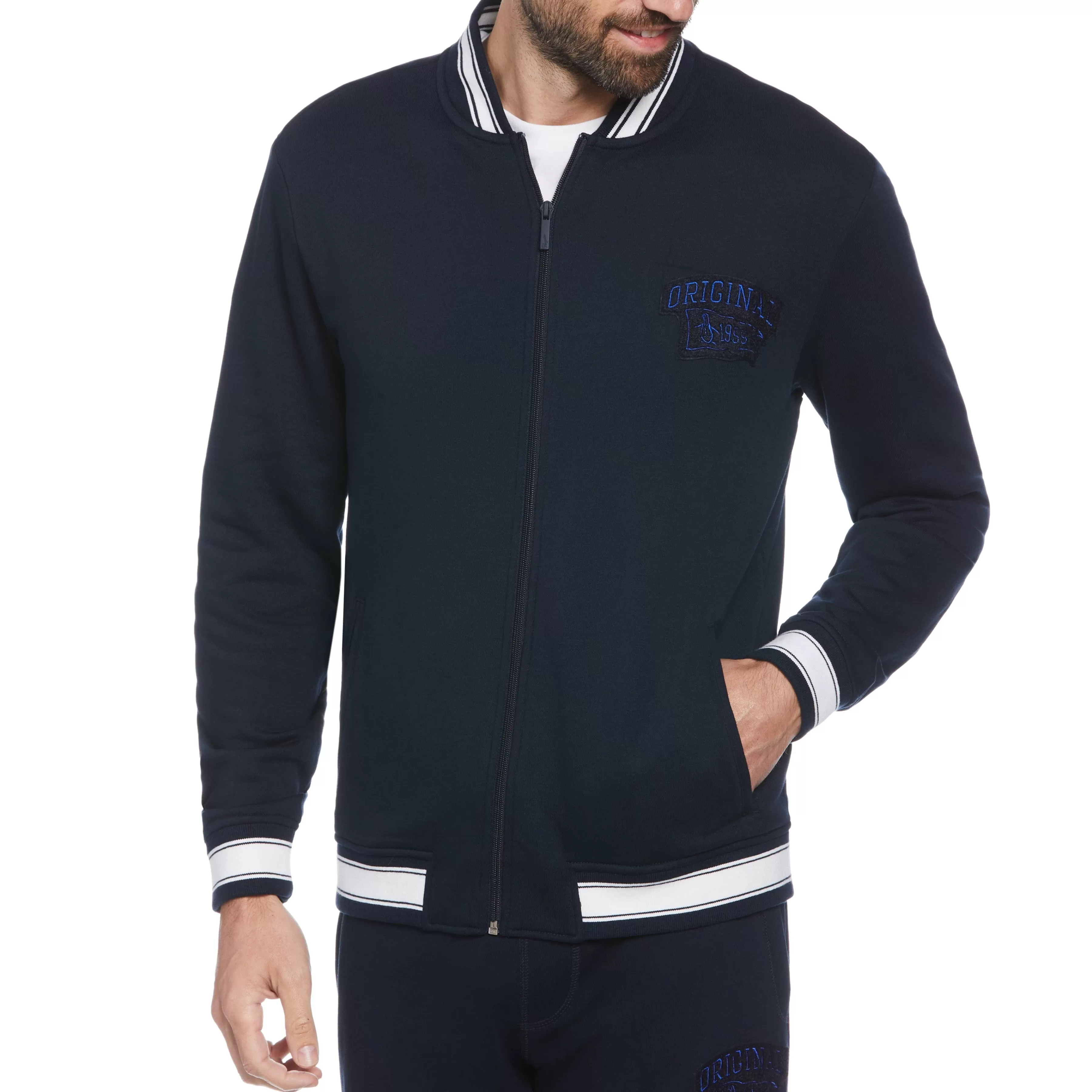 Cheap Fleece Collegiate Track Jacket Men Jackets & Vests