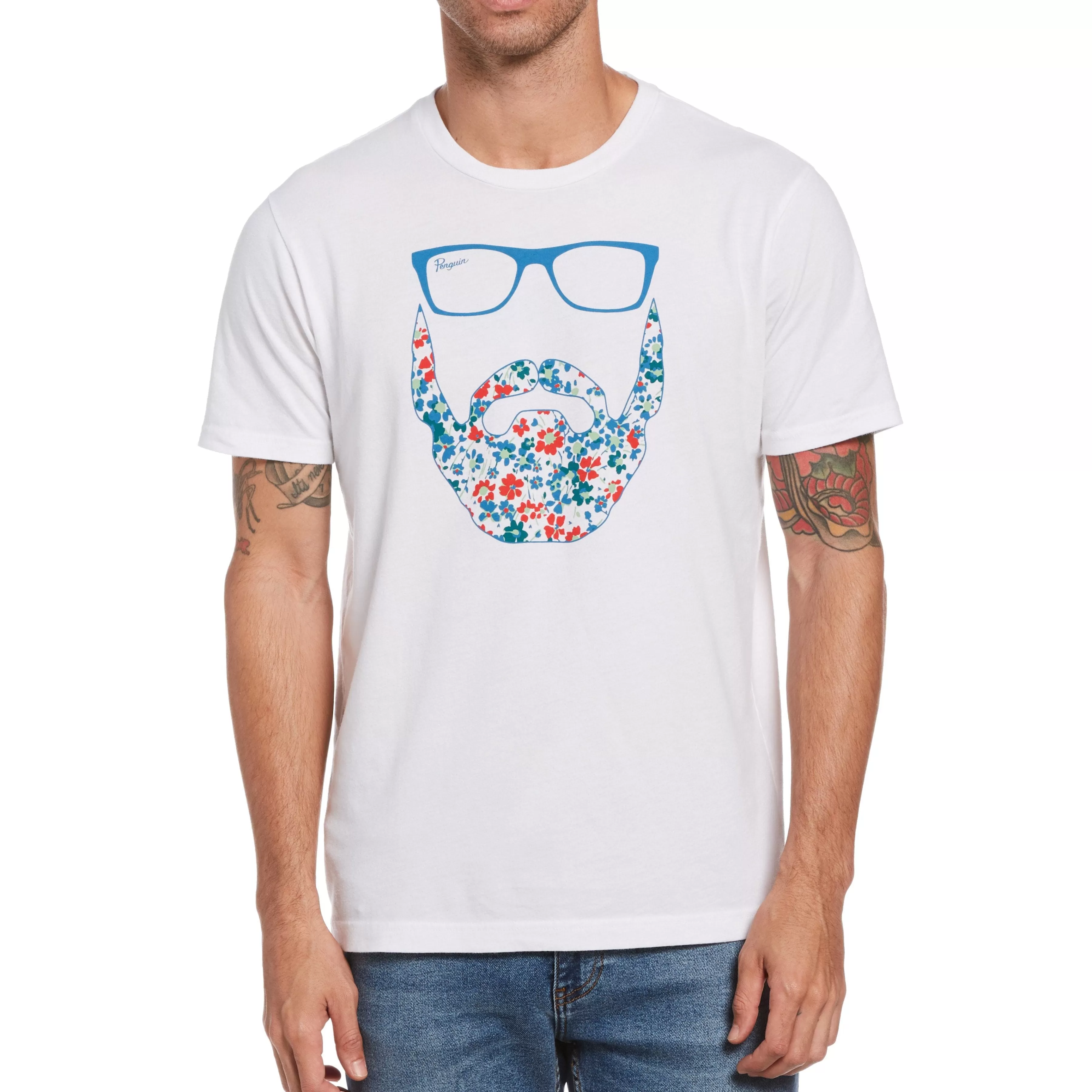 Fashion Floral Beard Tee Men Tees