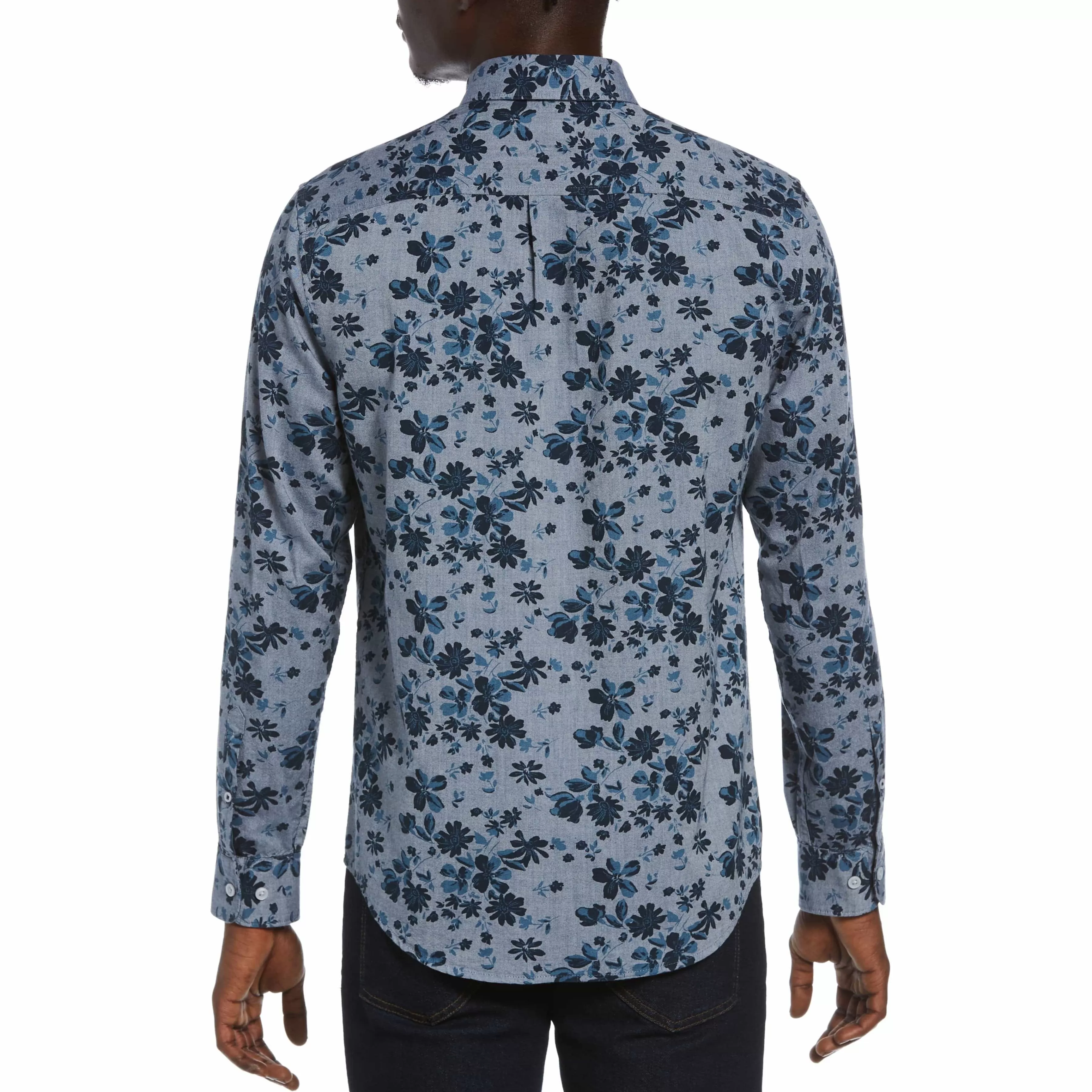 Cheap Floral Chambray Shirt Men Shirts