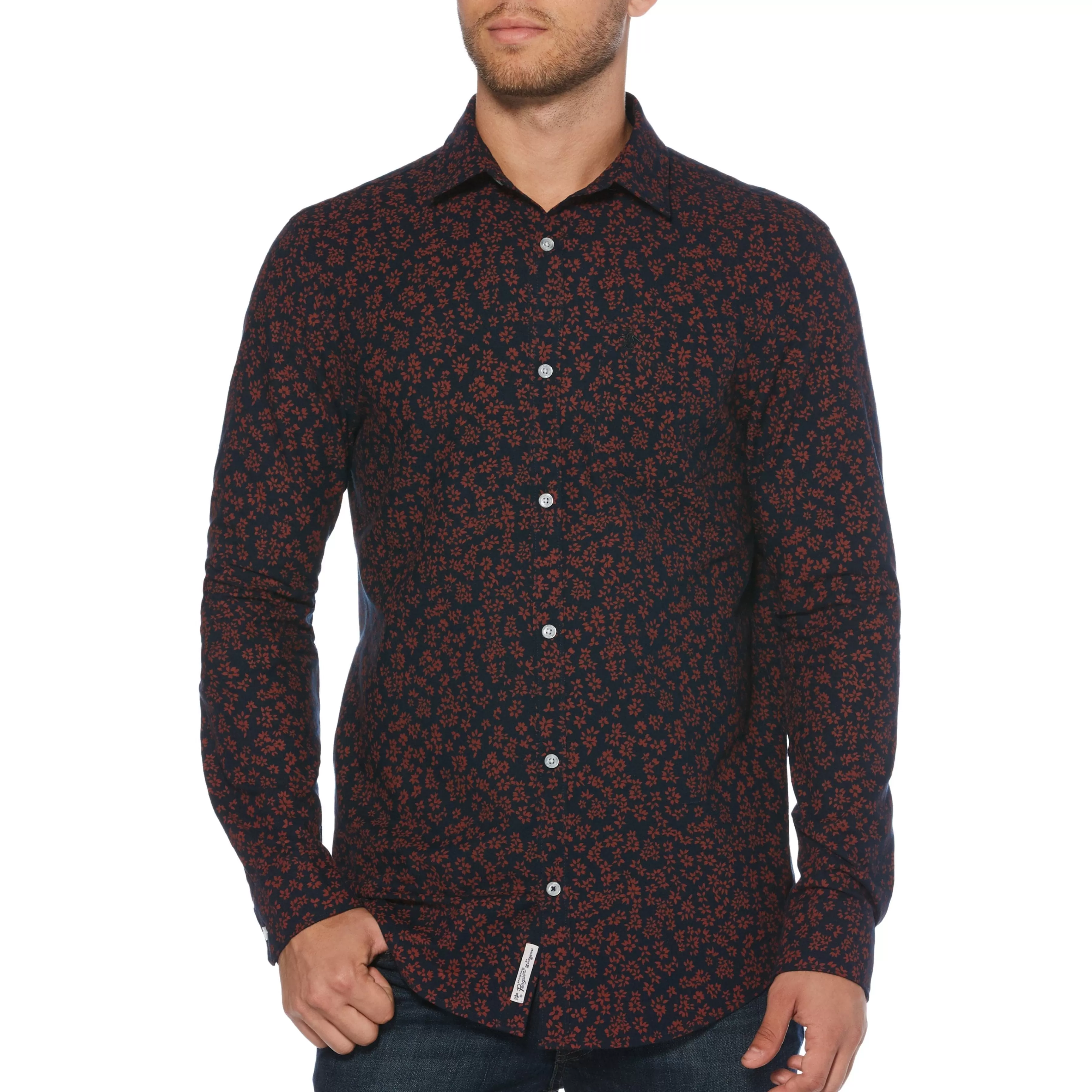 Fashion Floral Print Oxford Shirt Men Shirts