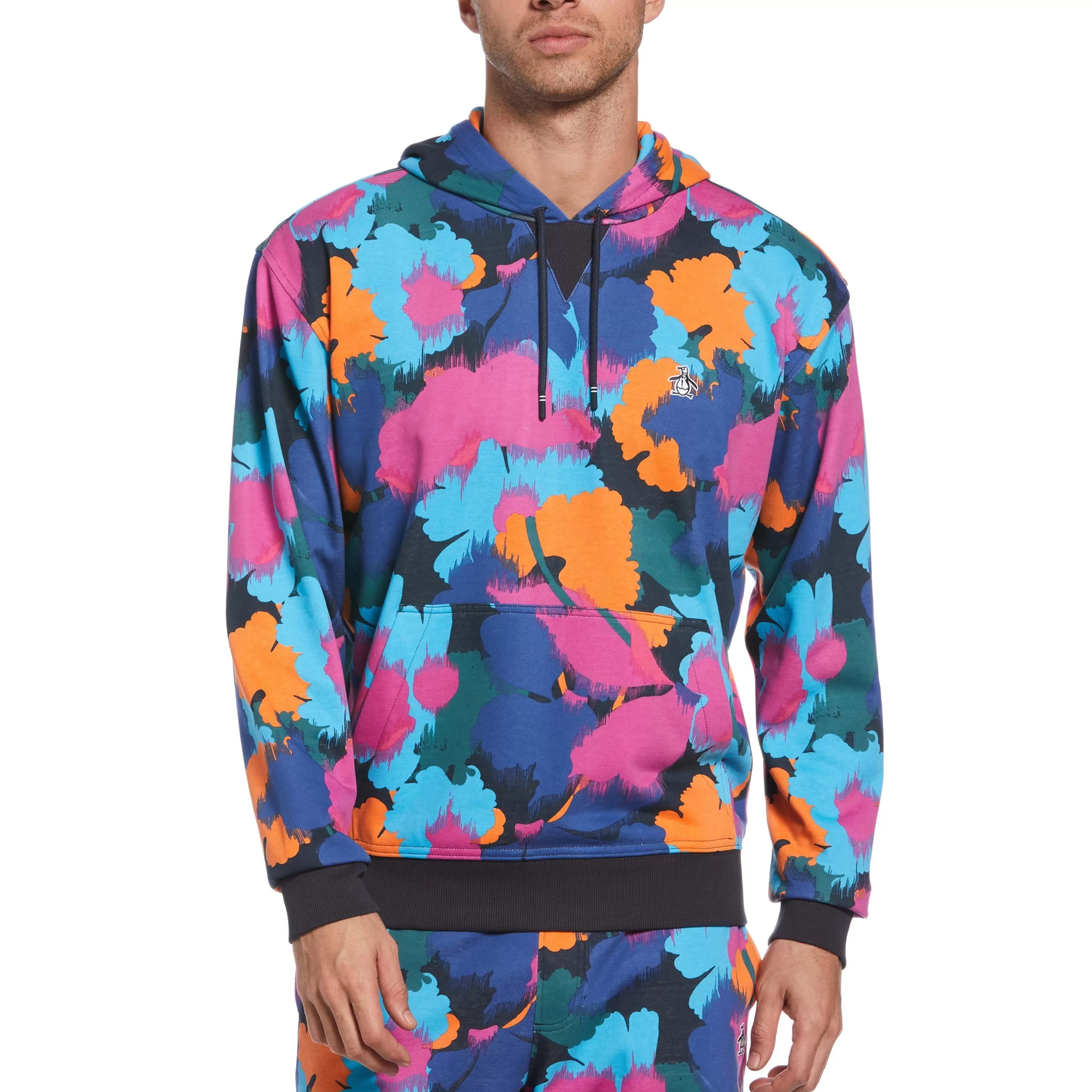 Fashion Floral Print Terry Hoodie Men Hoodies & Sweatshirts