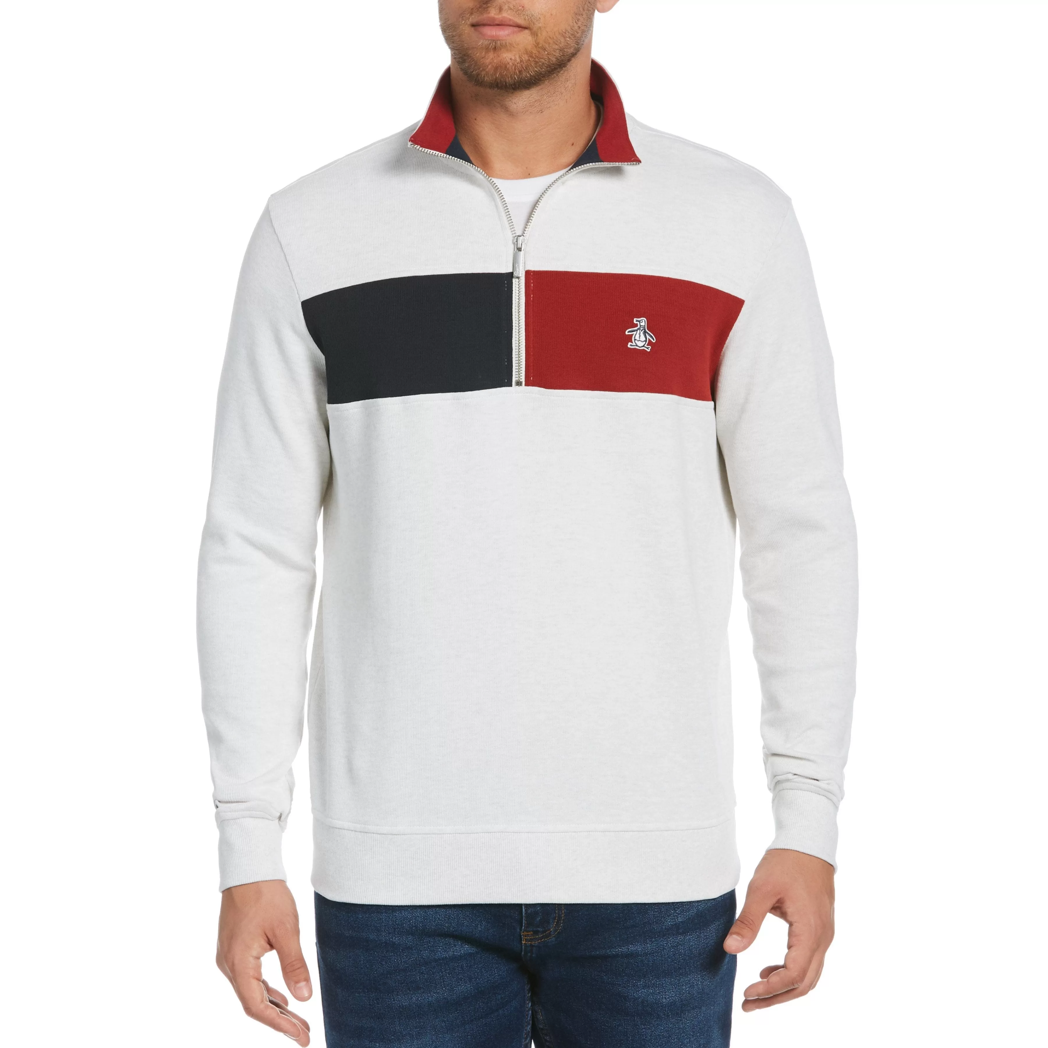 Flash Sale French Ribbed Quarter Zip Sweater Men Sweaters