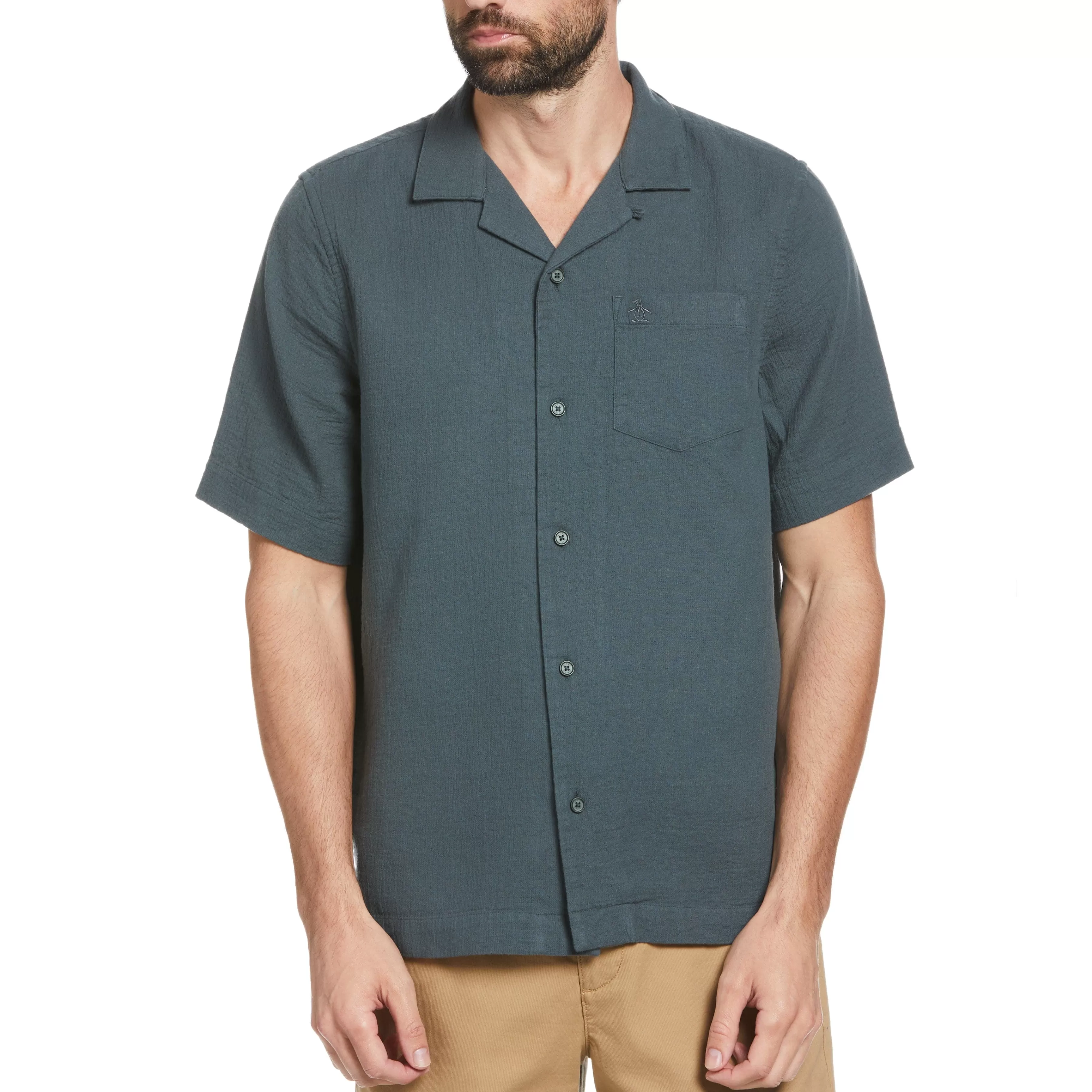 Store Gauze Tonal Camp Collar Shirt Men Shirts