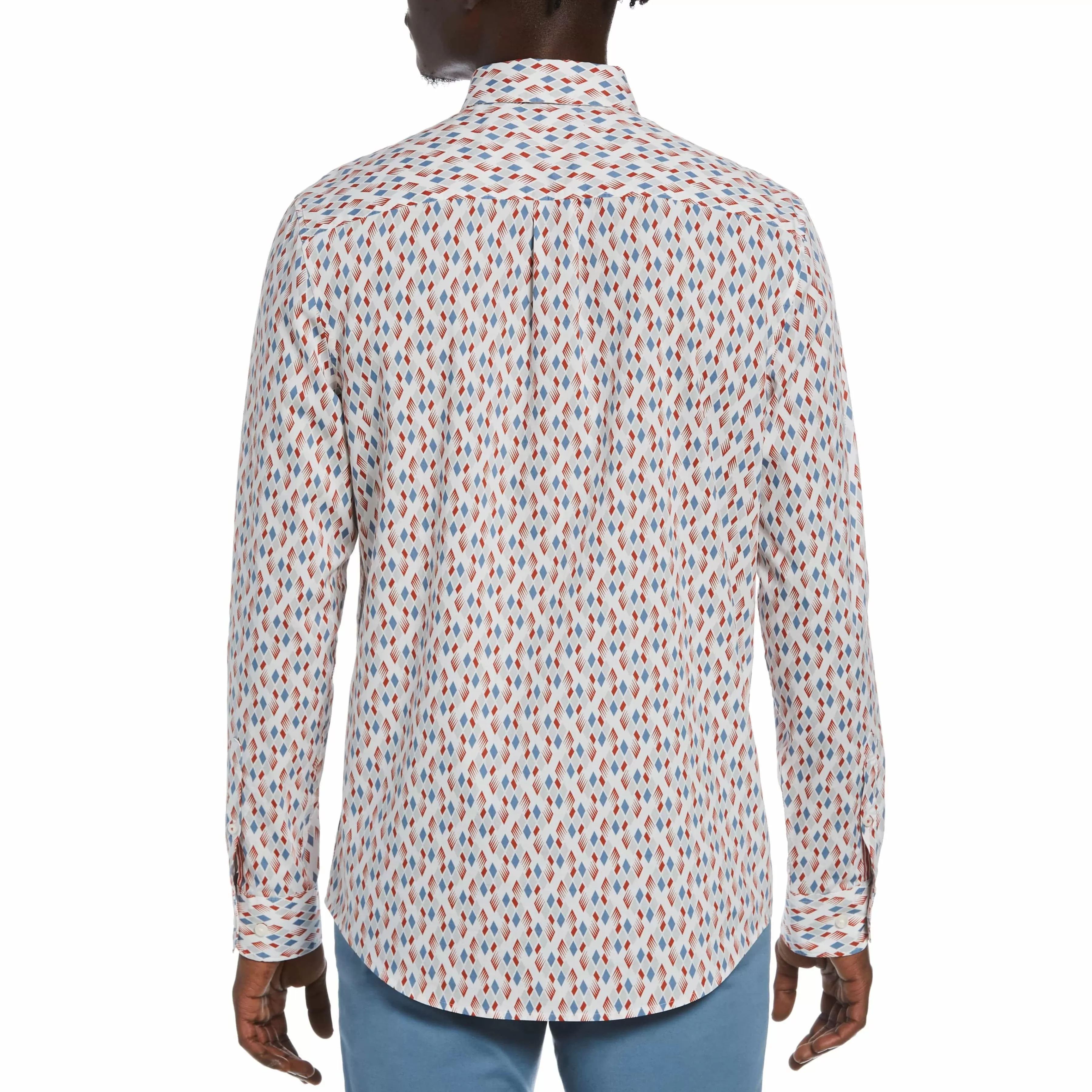 Sale Geo Lattice Print Shirt Men Shirts
