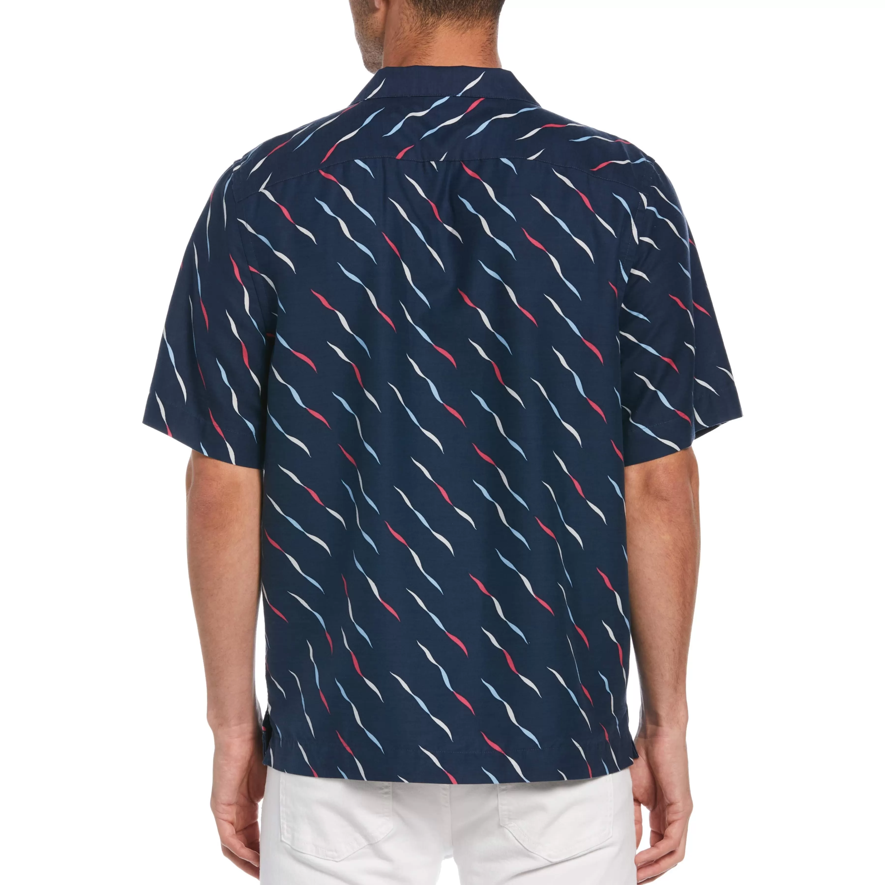Cheap Geo Wave Print Bowling Shirt Men Shirts