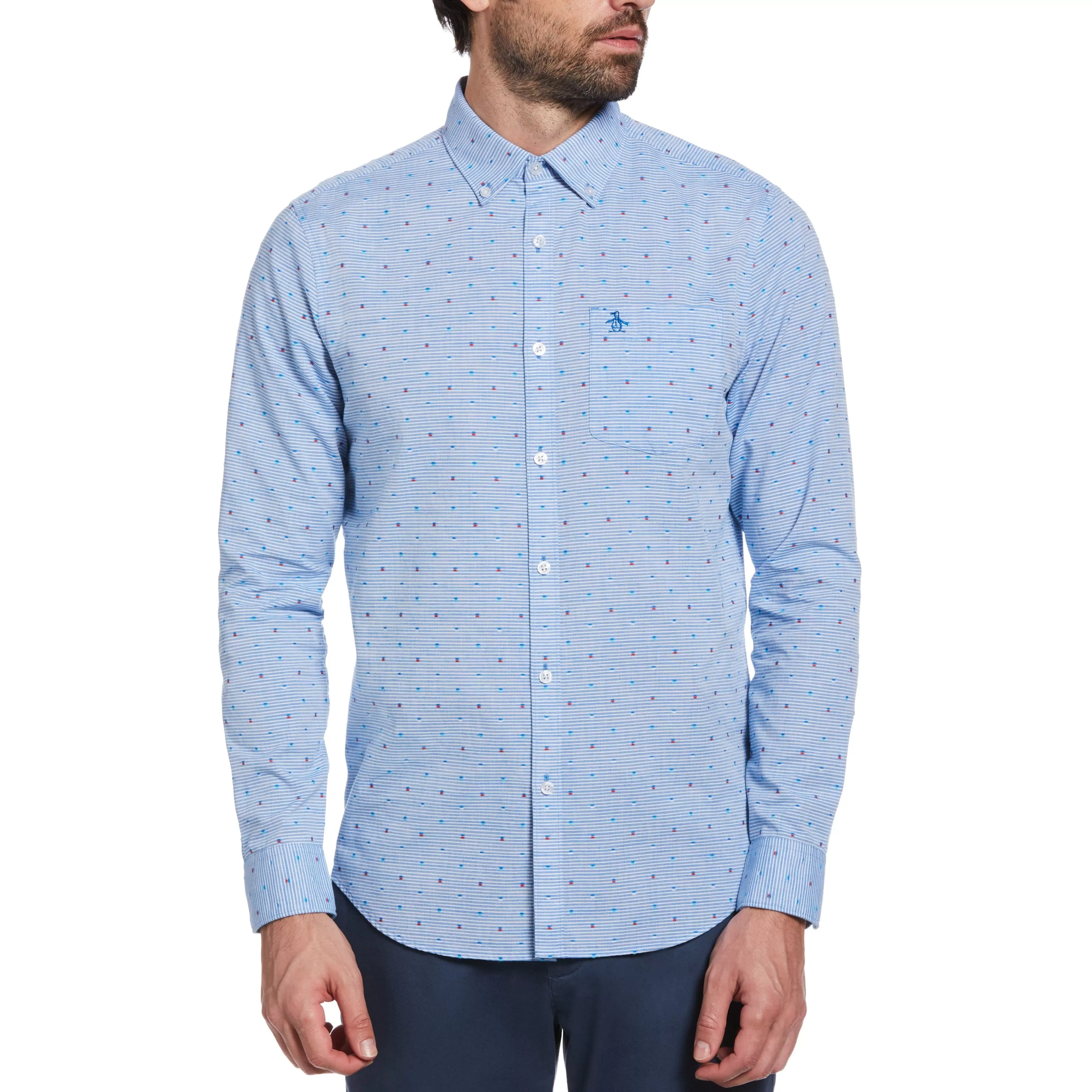 Cheap Geometric Print Dobby Shirt Men Shirts